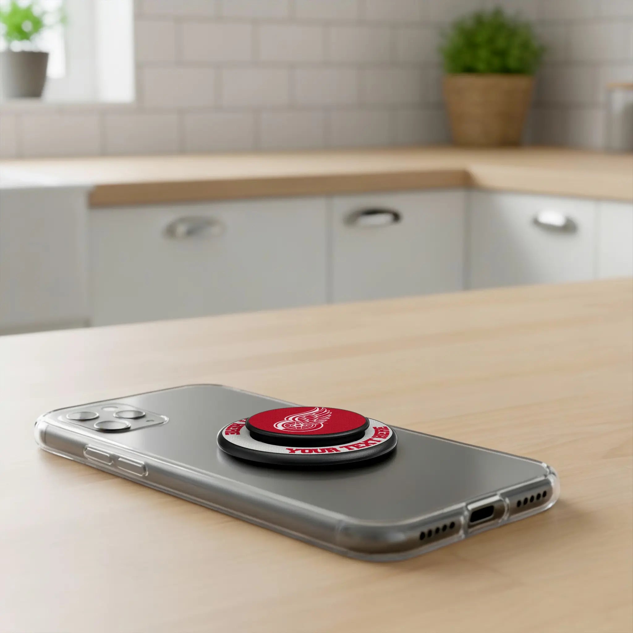 Detroit Red Wings Personalized Endzone Solid Popsockets Round Magnetic - Lifestyle