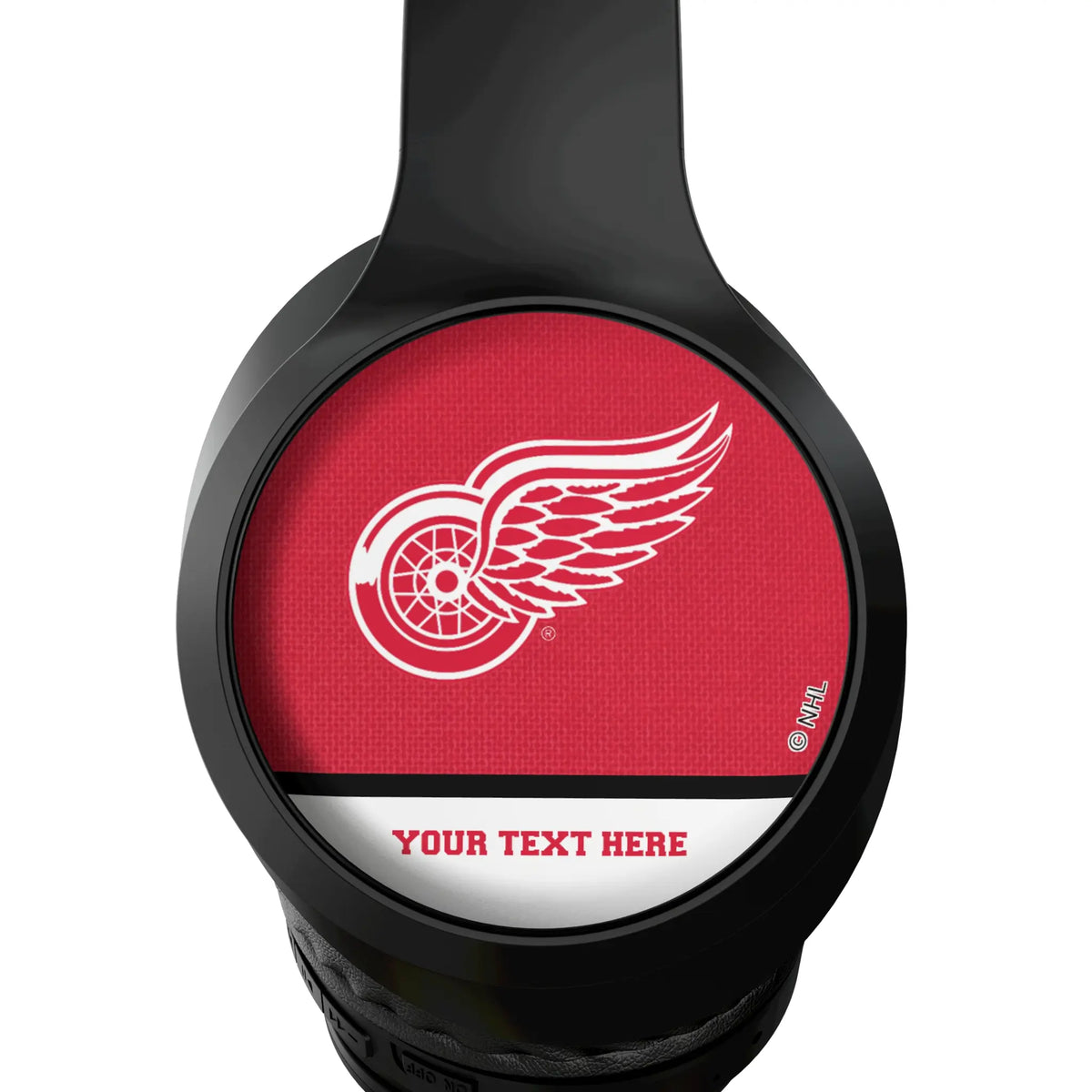 Detroit Red Wings Personalized Endzone Solid Wireless Over-Ear Headphones With Case - Detail