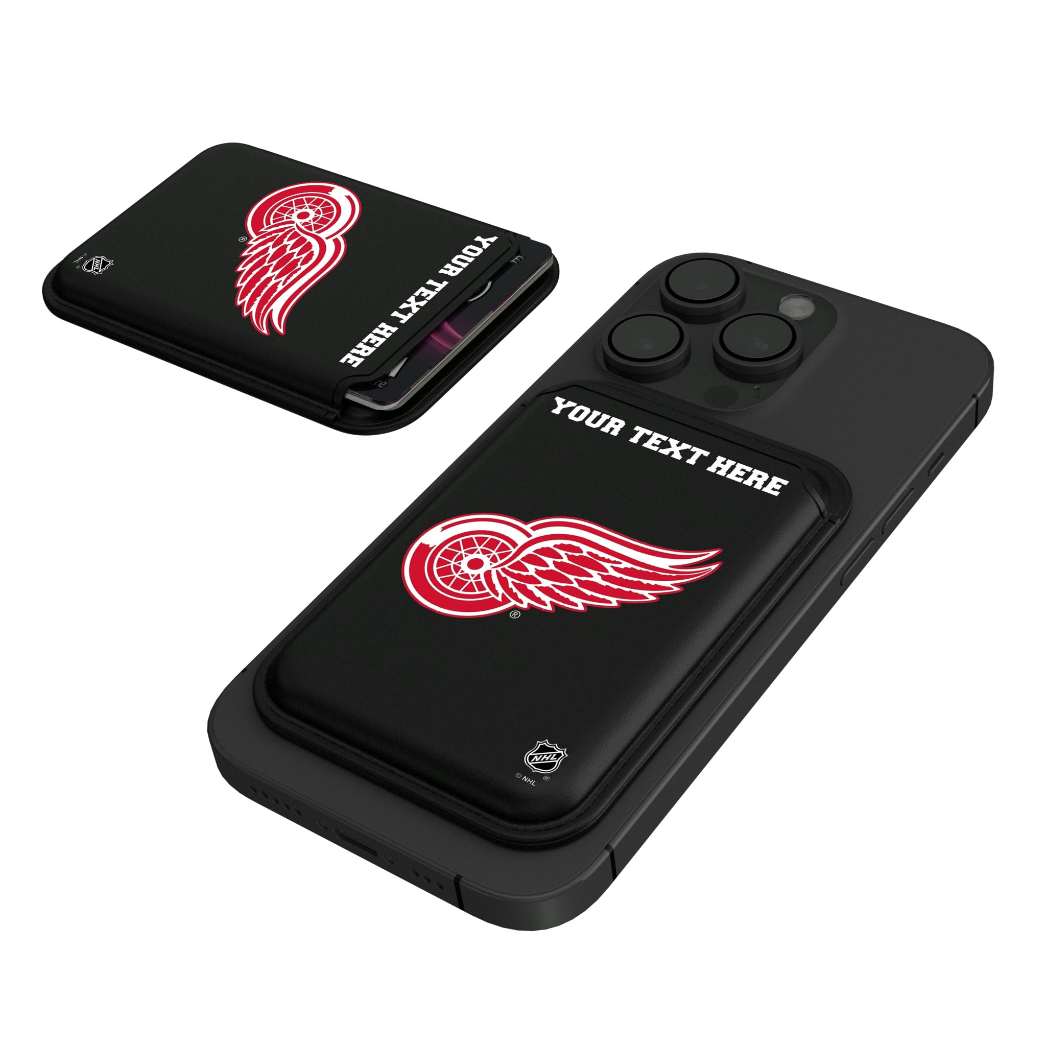 Detroit Red Wings Personalized Insignia Black Magnetic Credit Card Wallet