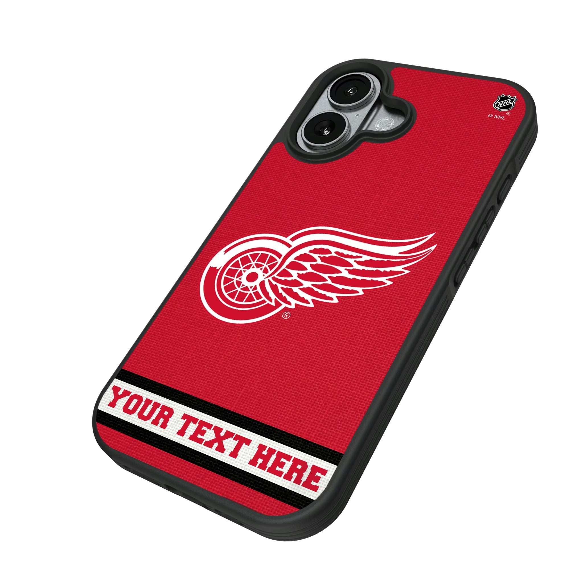 Detroit Red Wings Personalized Stripe iPhone Bump Phone Case for Apple iPhone - Isometric View#Device_iPhone 17