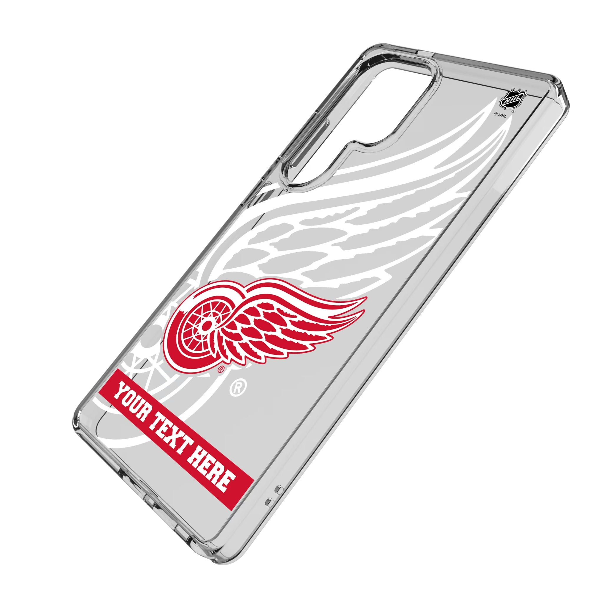 Detroit Red Wings Personalized Tilt Galaxy Clear Phone Case for Samsung Galaxy - Isometric View