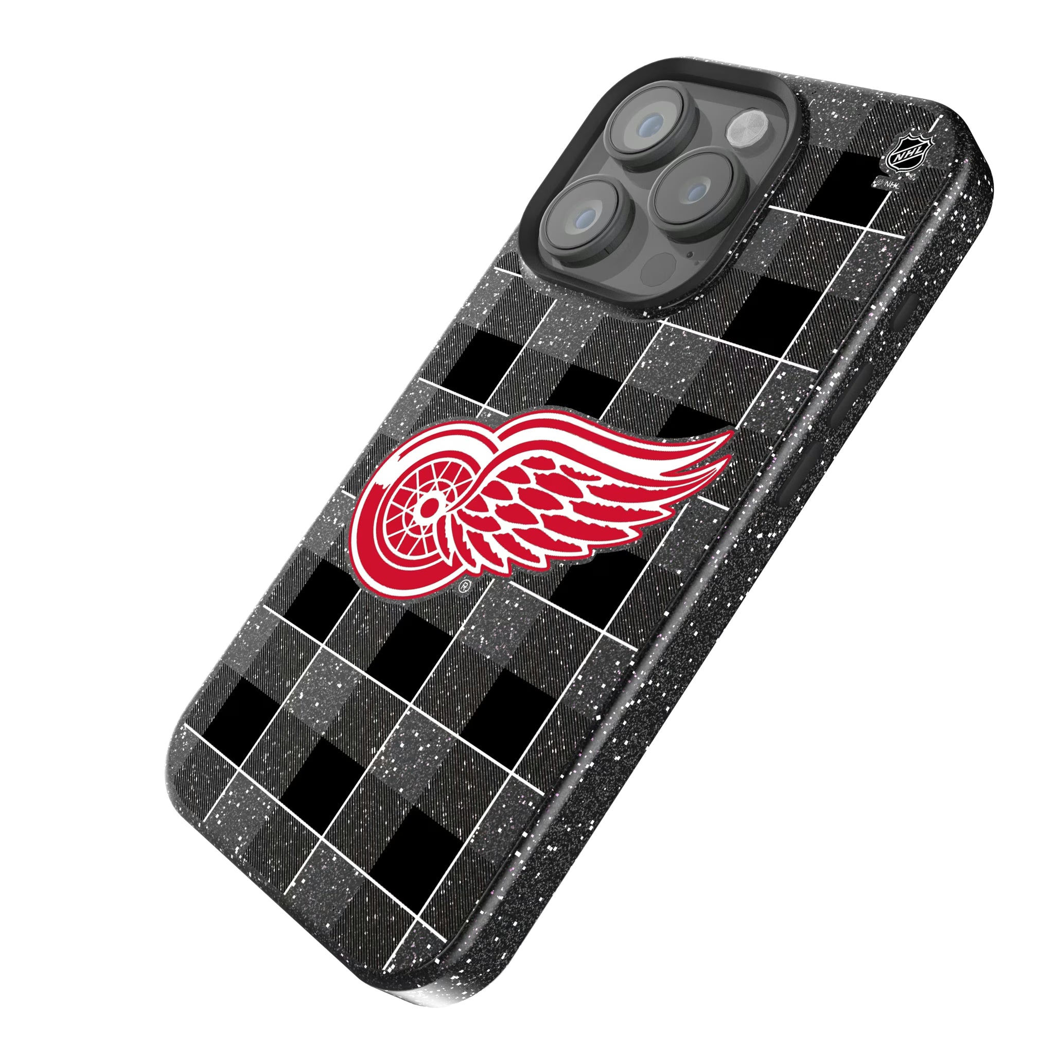 Detroit Red Wings Plaid iPhone Bling Phone Case for Apple iPhone - Isometric View