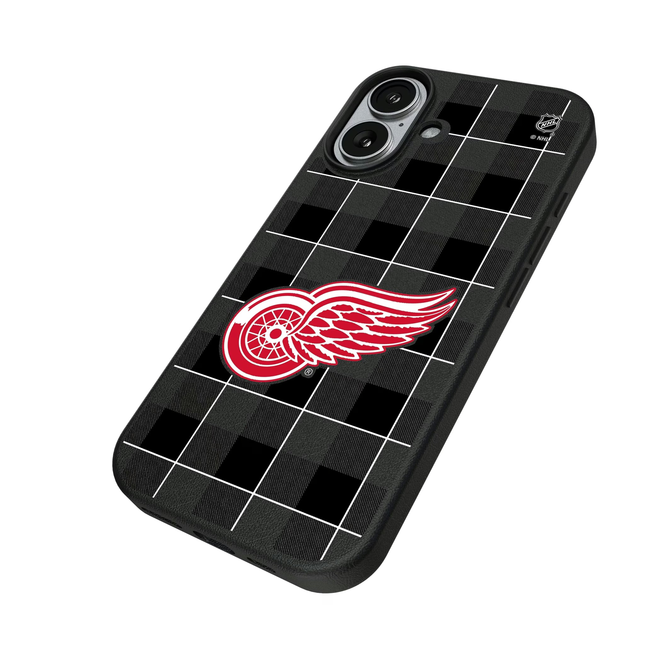 Detroit Red Wings Plaid iPhone MagSafe Compatible Phone Case for Apple iPhone - Isometric View#Device_iPhone 17