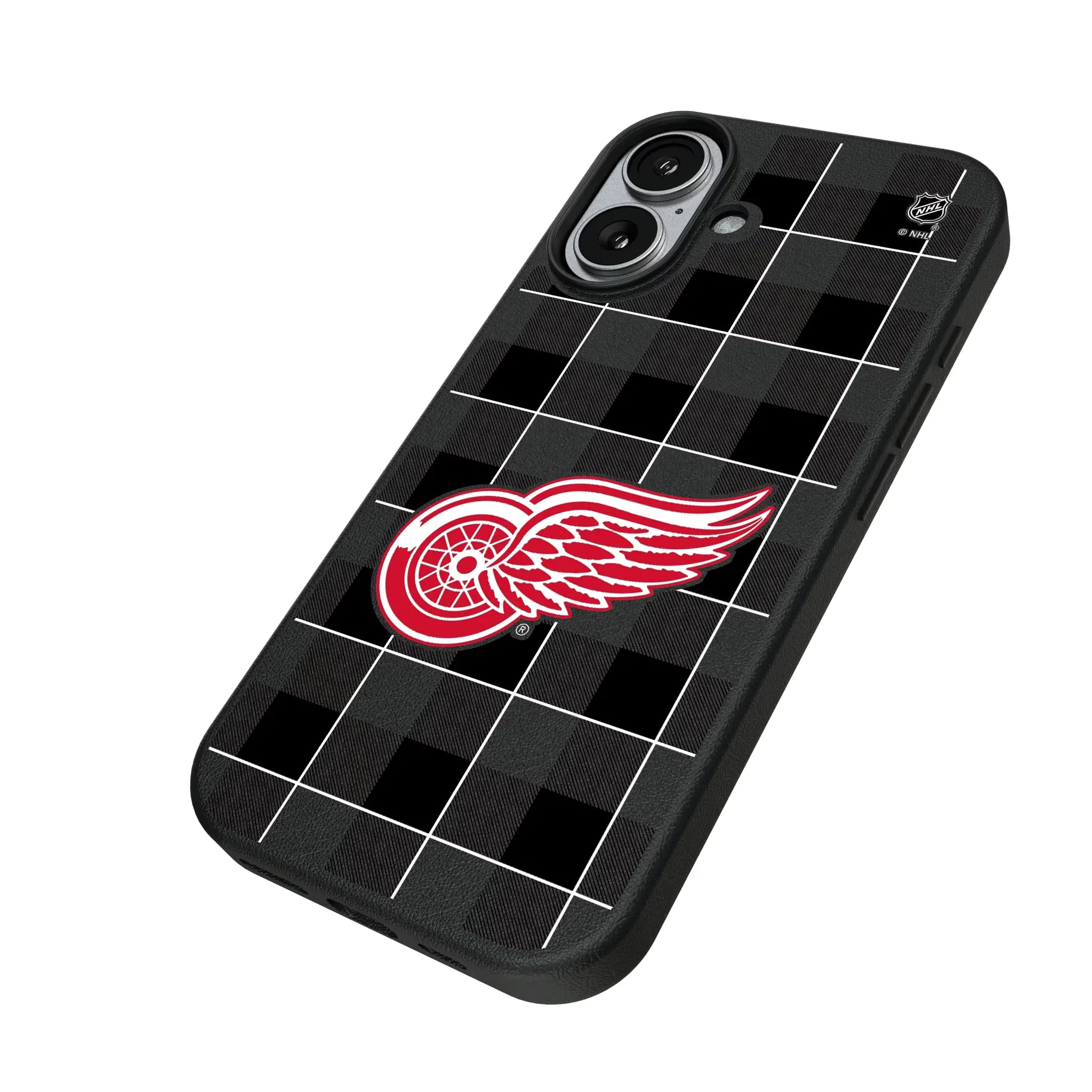 Detroit Red Wings Plaid iPhone MagSafe Compatible Phone Case for Apple iPhone - Isometric View#Device_iPhone 17