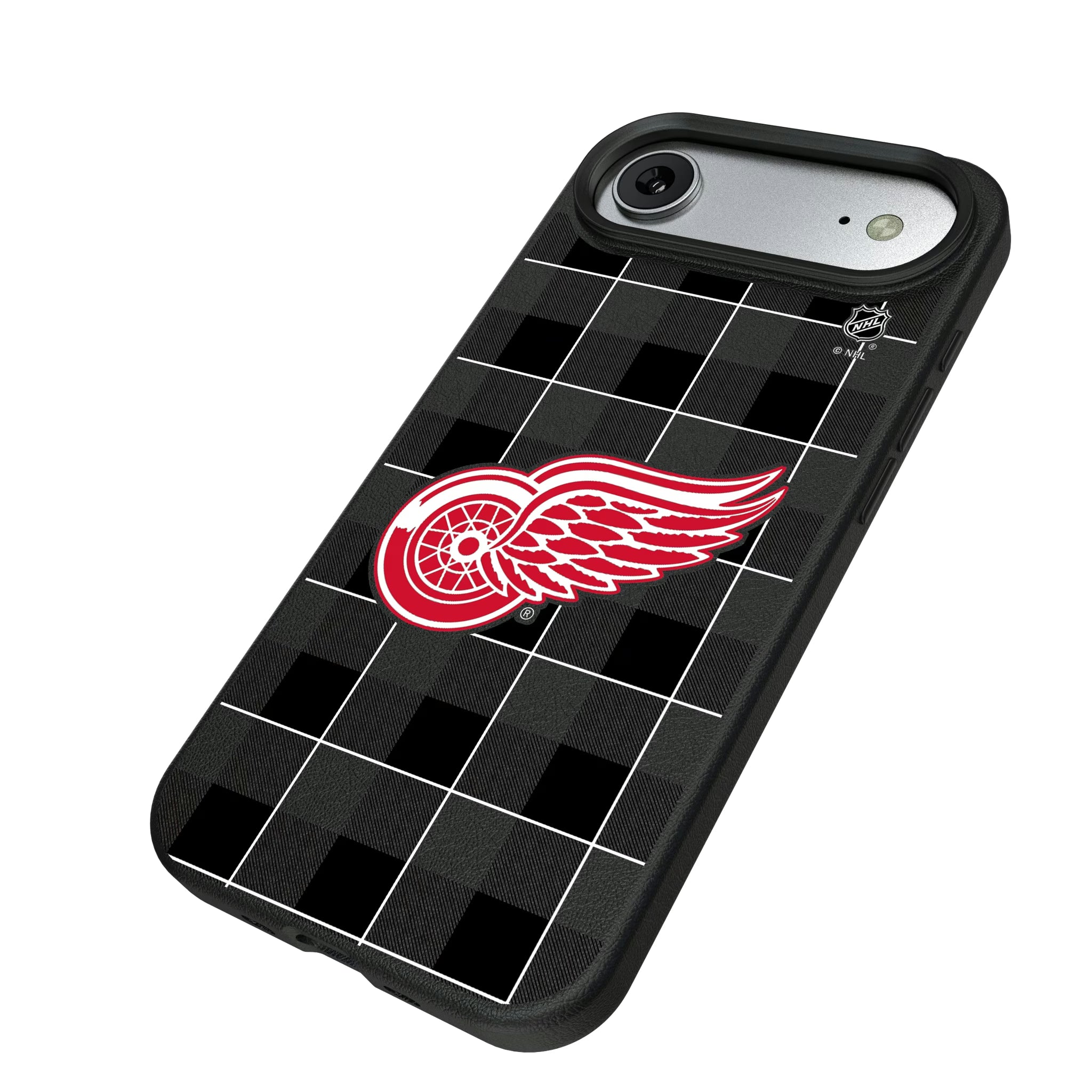 Detroit Red Wings Plaid iPhone MagSafe Compatible Phone Case for Apple iPhone - Isometric View#Device_iPhone Air