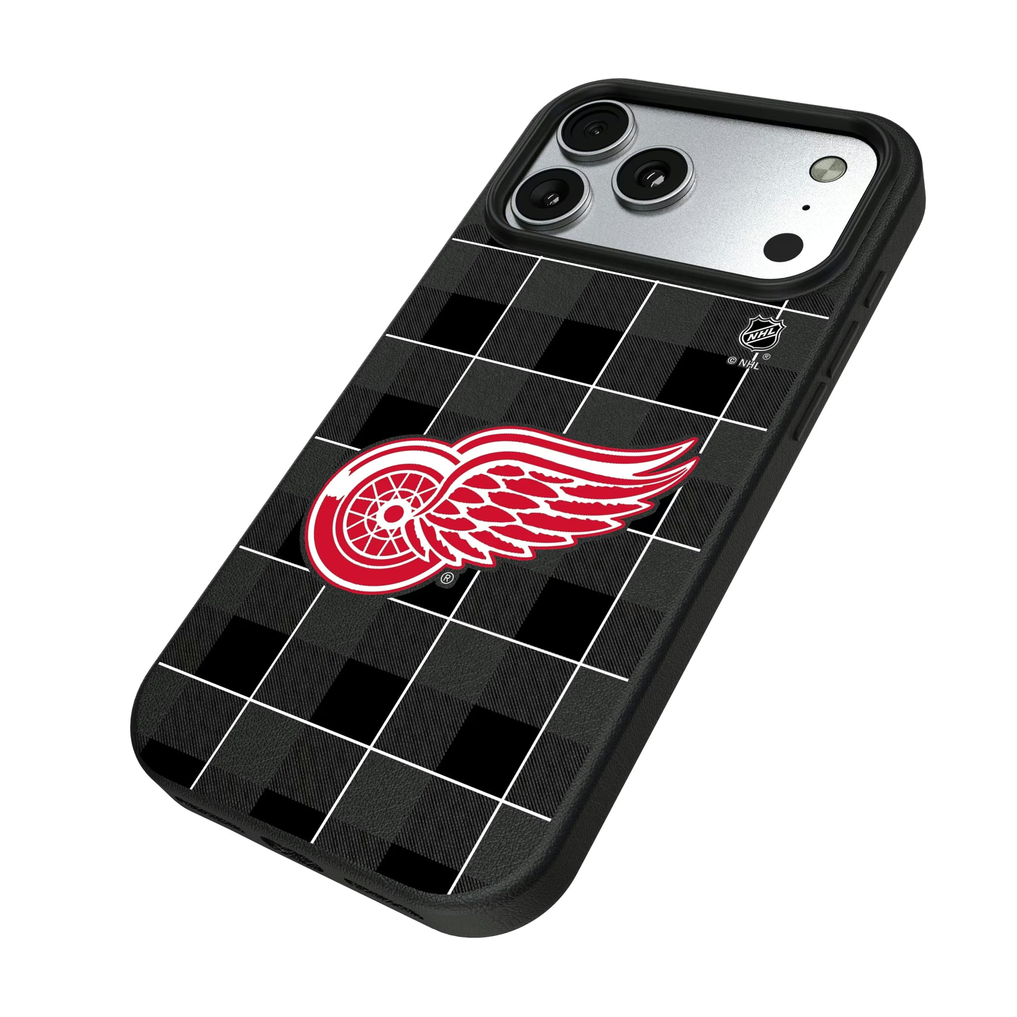 Detroit Red Wings Plaid iPhone MagSafe Compatible Phone Case for Apple iPhone - Isometric View#Device_iPhone 17 Pro Max