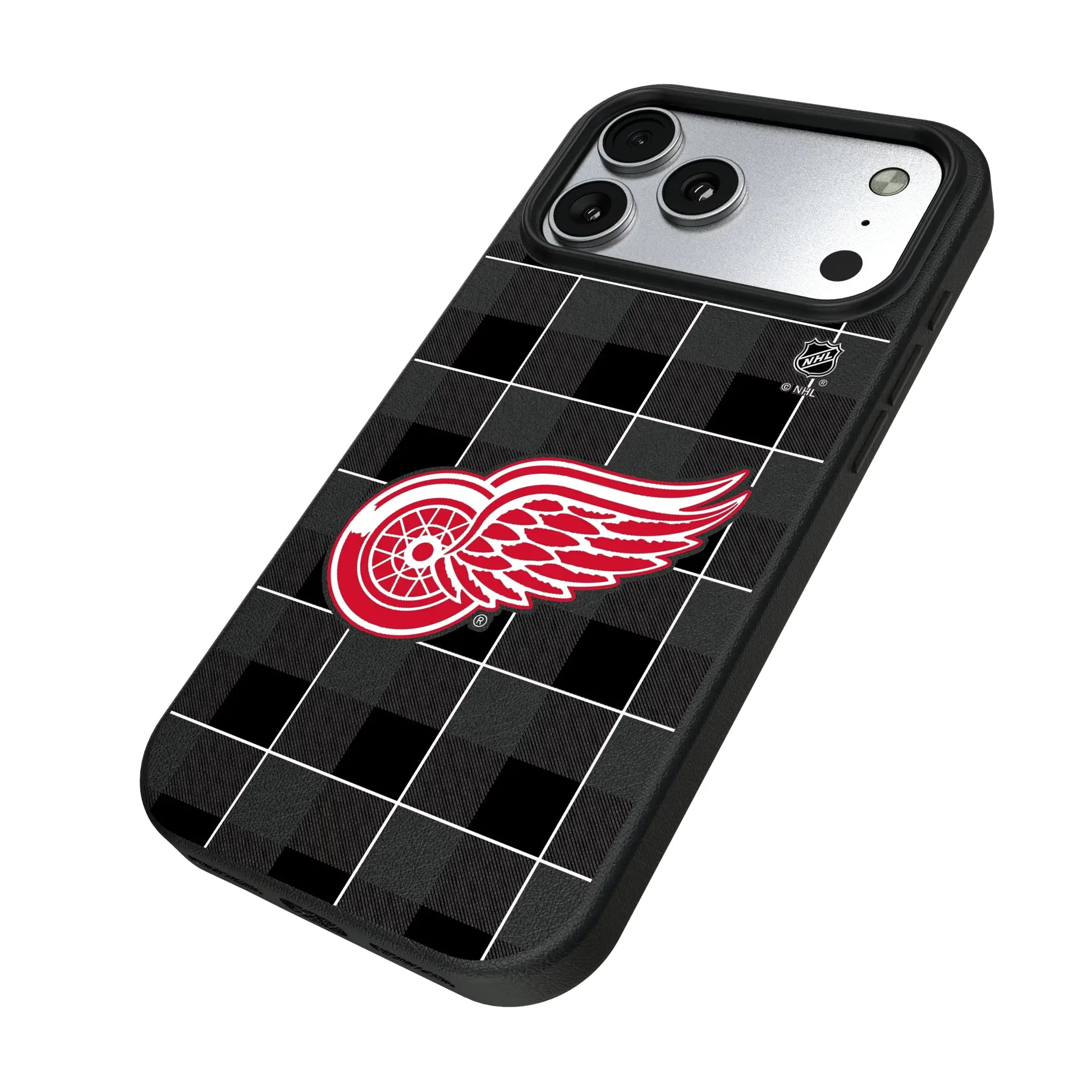Detroit Red Wings Plaid iPhone MagSafe Compatible Phone Case for Apple iPhone - Isometric View#Device_iPhone 17 Pro Max