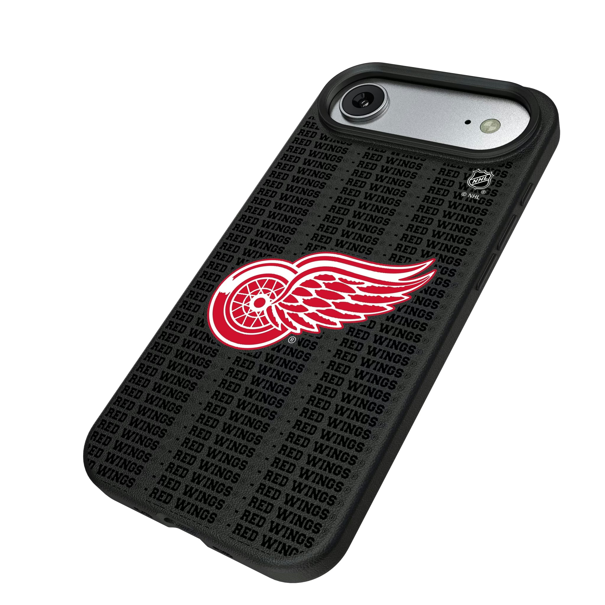 Detroit Red Wings Text Backdrop iPhone MagSafe Compatible Phone Case for Apple iPhone - Isometric View#Device_iPhone Air