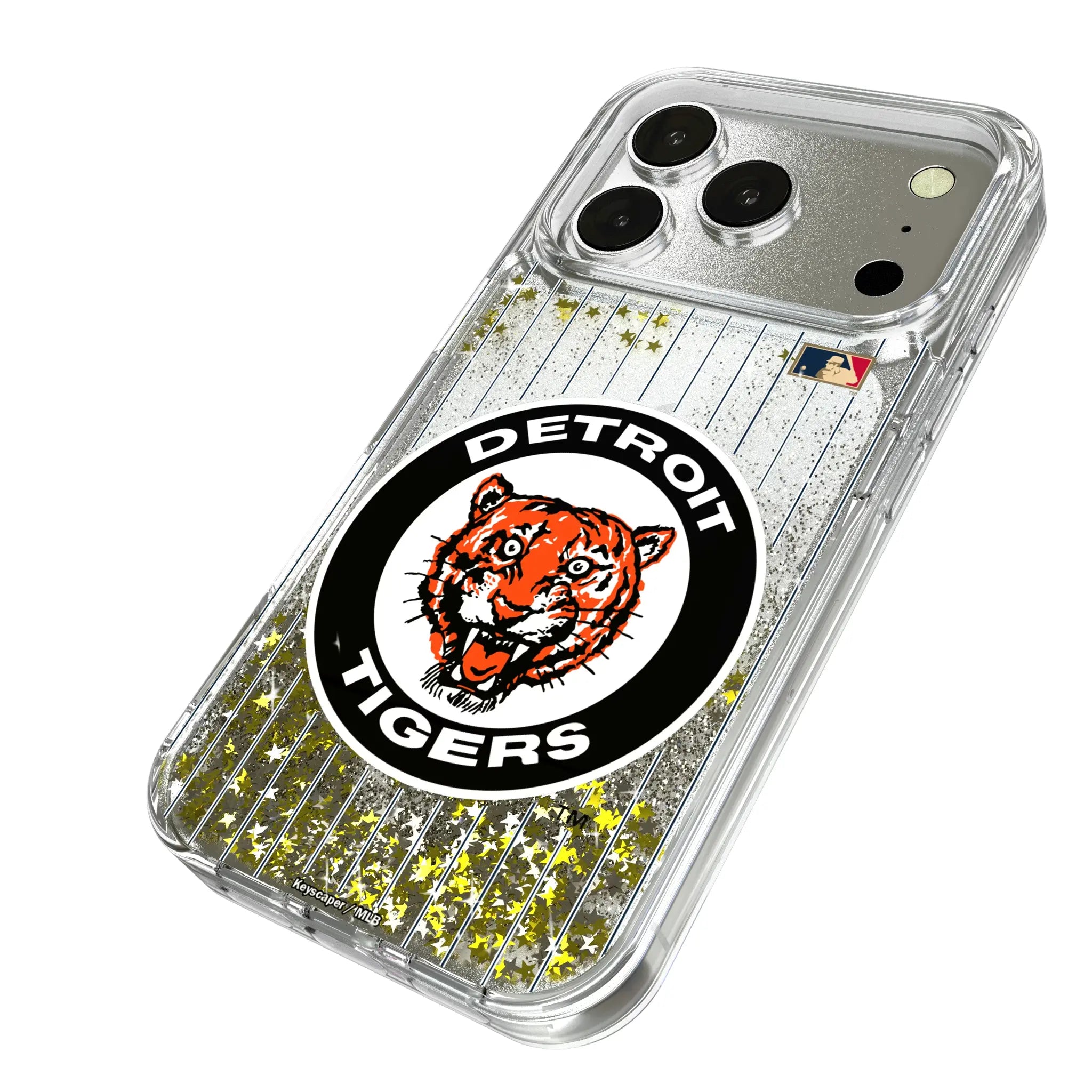 Detroit Tigers 1961-1963 - Cooperstown Collection Pinstripe iPhone Glitter Phone Case for Apple iPhone - Isometric View