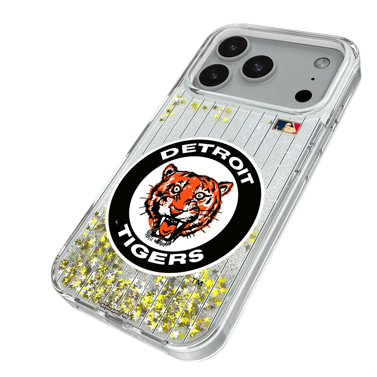 Detroit Tigers 1961-1963 - Cooperstown Collection Pinstripe iPhone Glitter Phone Case for Apple iPhone - Isometric View#Device_iPhone 18 Pro