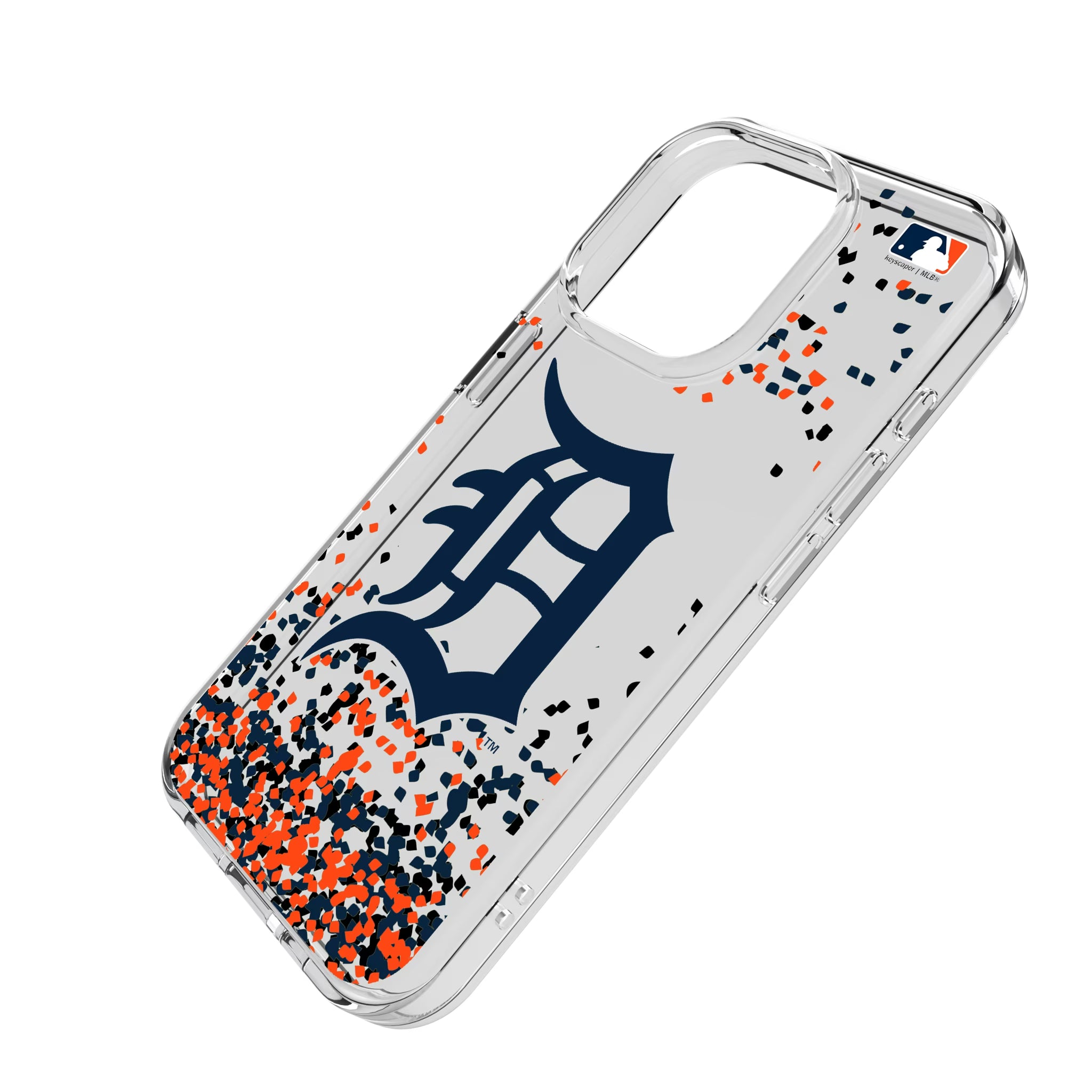 Detroit Tigers Confetti iPhone Clear Phone Case for Apple iPhone - Isometric View