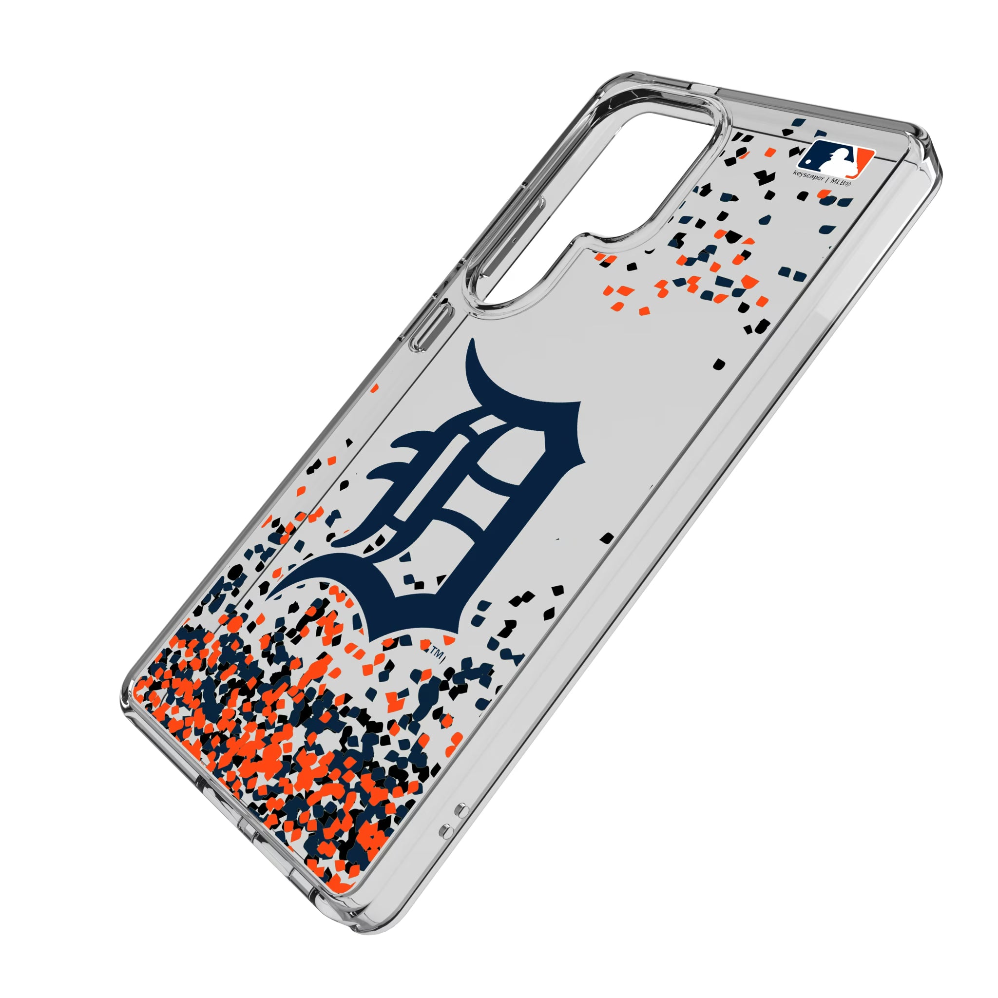 Detroit Tigers Confetti Galaxy Clear Phone Case for Samsung Galaxy - Isometric View