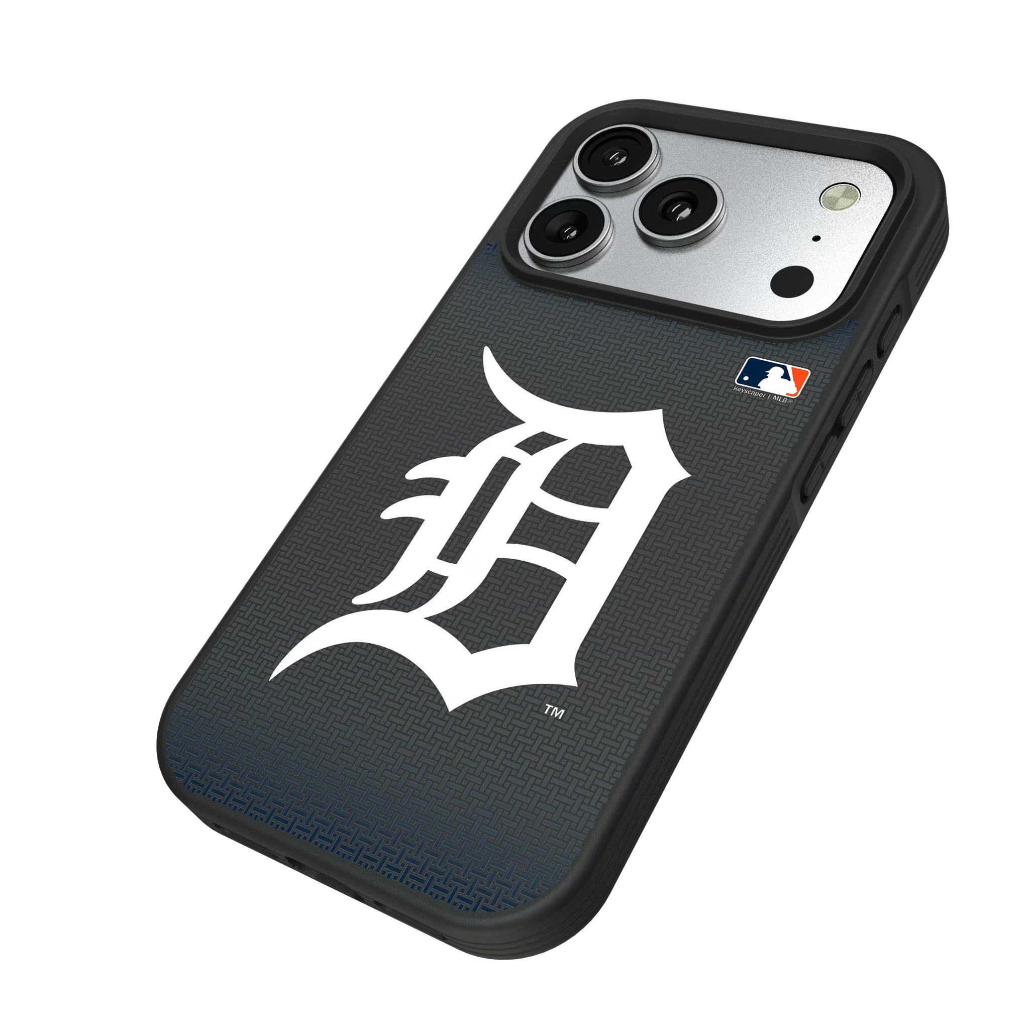 Detroit Tigers Linen iPhone Bump Phone Case for Apple iPhone - Isometric View#Device_iPhone 17 Pro