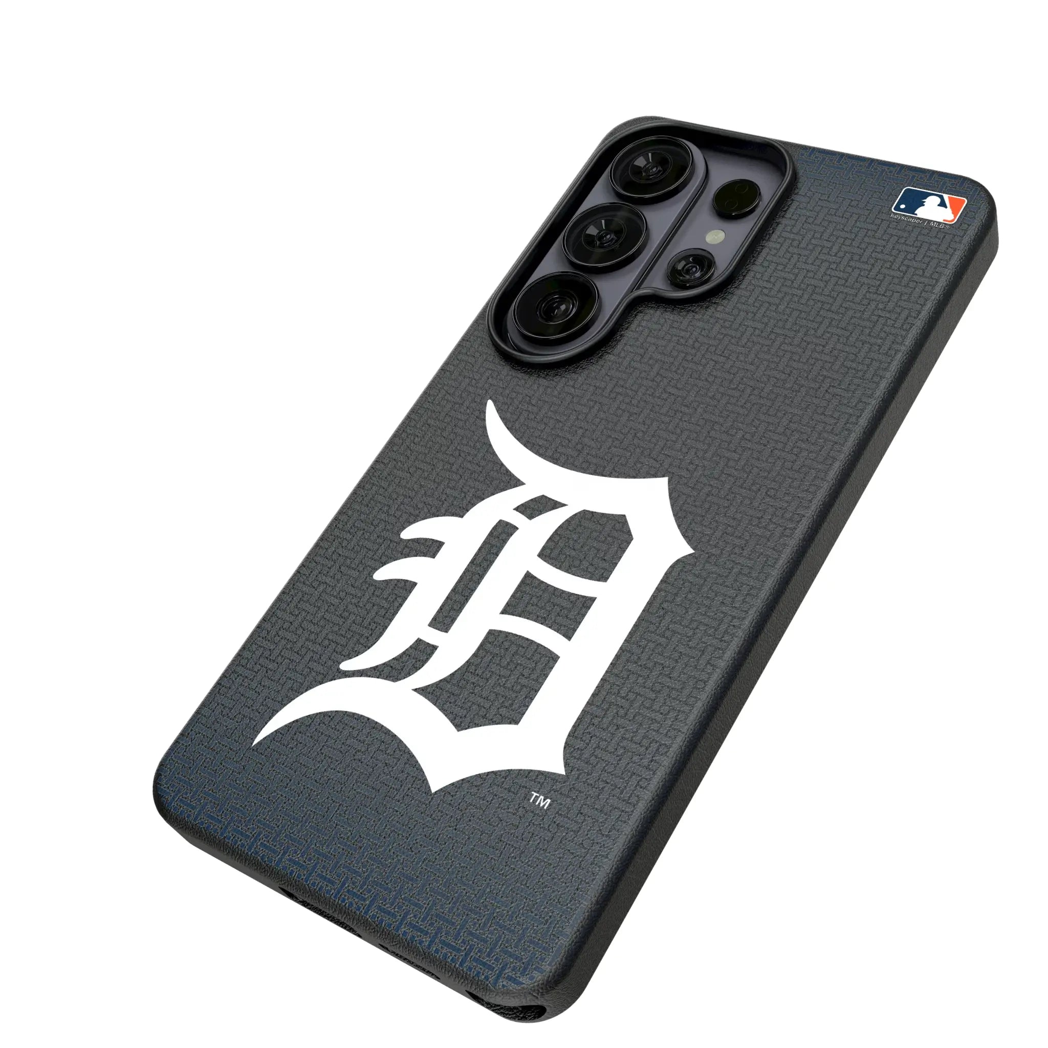 Detroit Tigers Linen Galaxy MagSafe Compatible Phone Case for Samsung Galaxy - Isometric View#Device_Galaxy S26 Ultra
