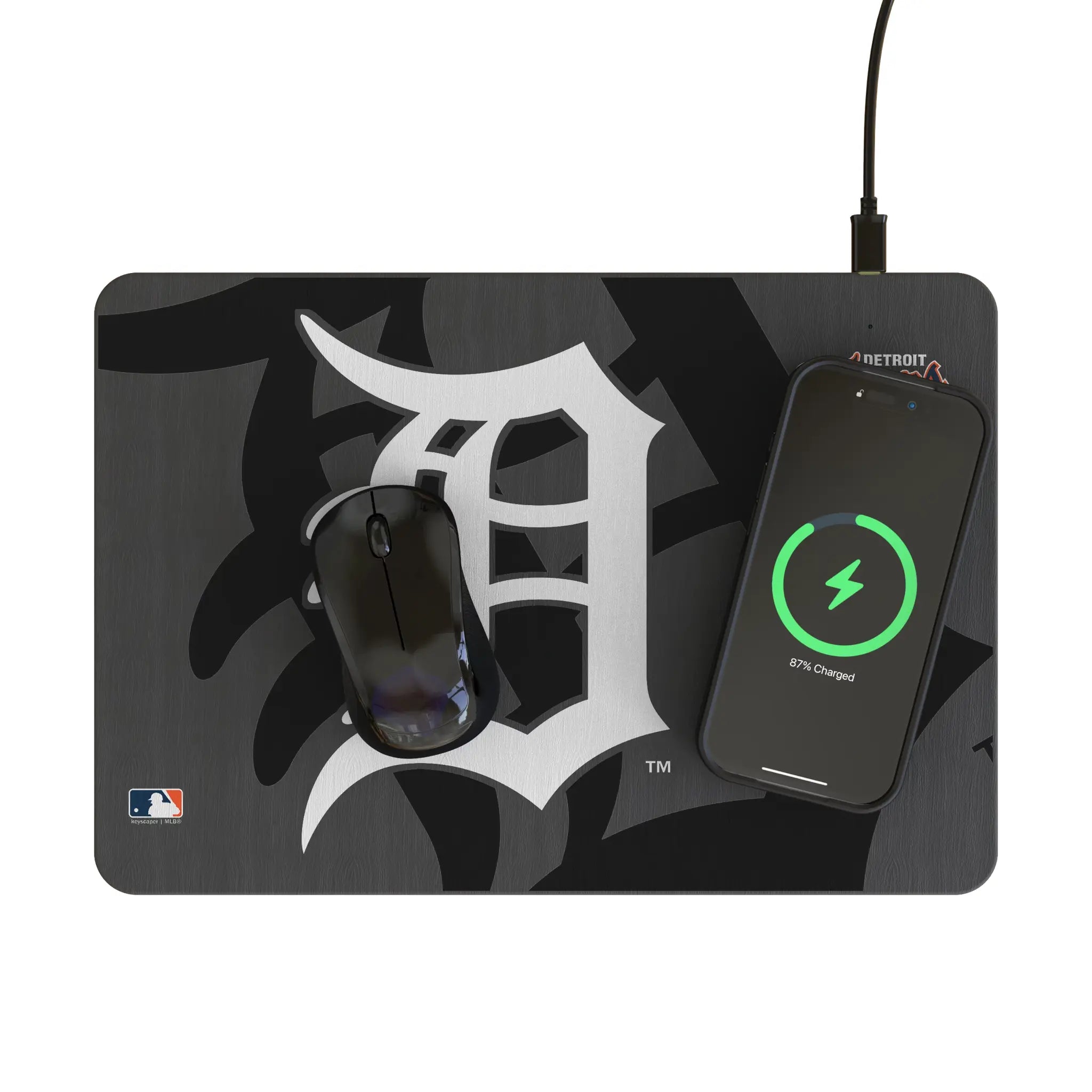 Detroit Tigers Monocolor Tilt 15-Watt Wireless Charger and Mouse Pad - Lifestyle