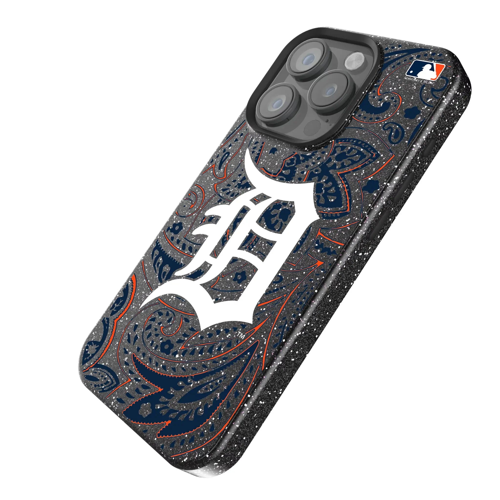 Detroit Tigers Paisley iPhone Bling Phone Case for Apple iPhone - Isometric View