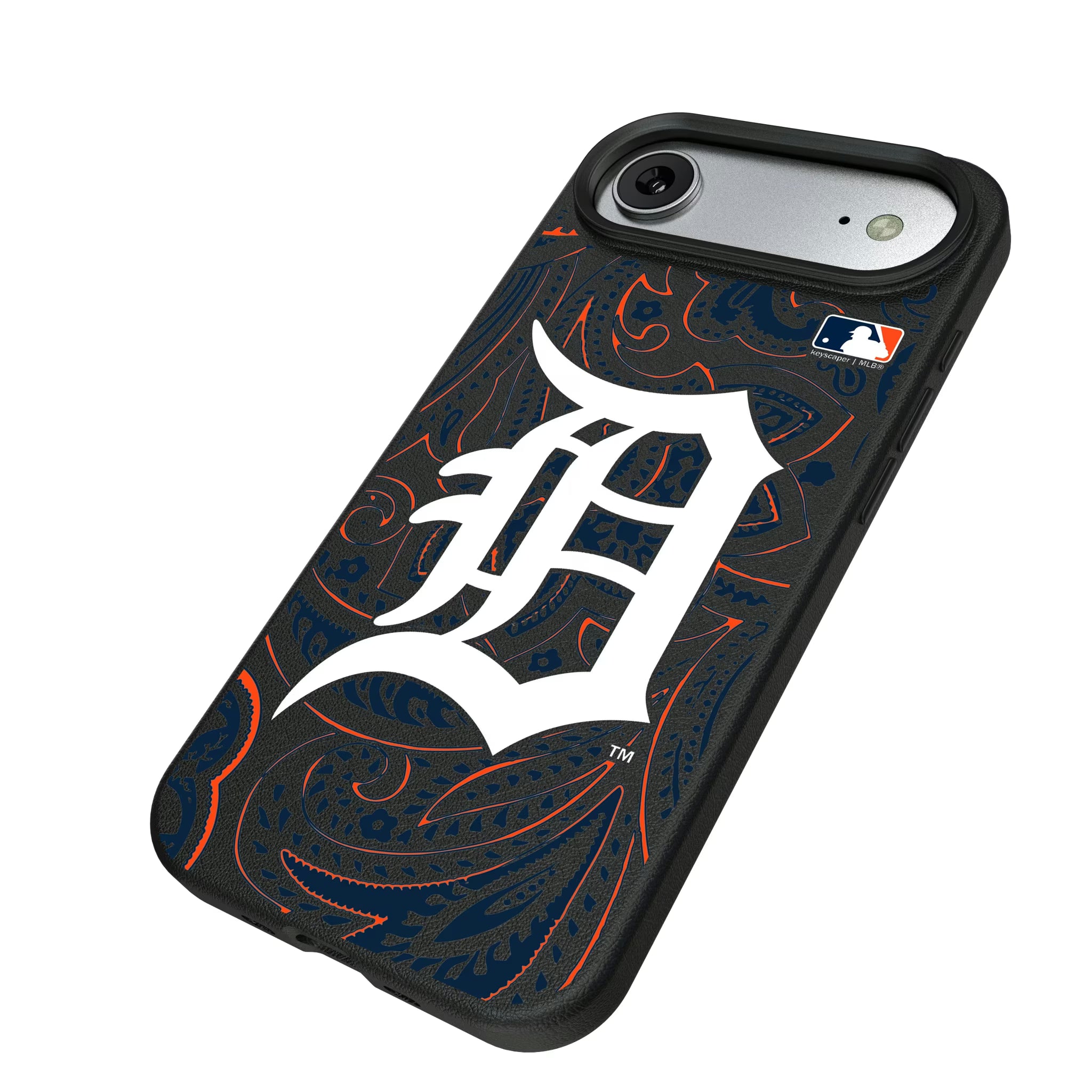 Detroit Tigers Paisley iPhone MagSafe Compatible Phone Case for Apple iPhone - Isometric View#Device_iPhone Air