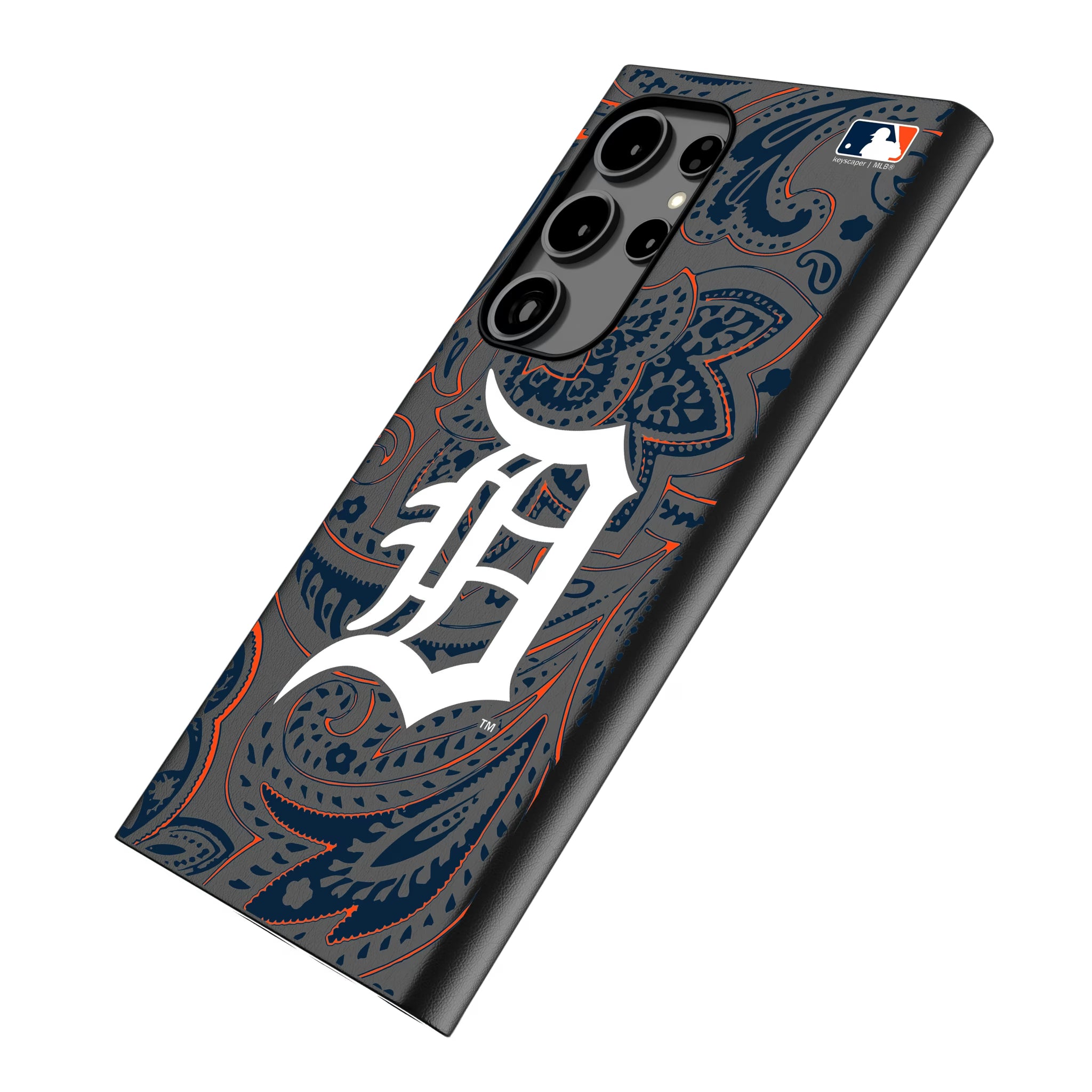Detroit Tigers Paisley Galaxy MagSafe Compatible Phone Case for Samsung Galaxy - Isometric View