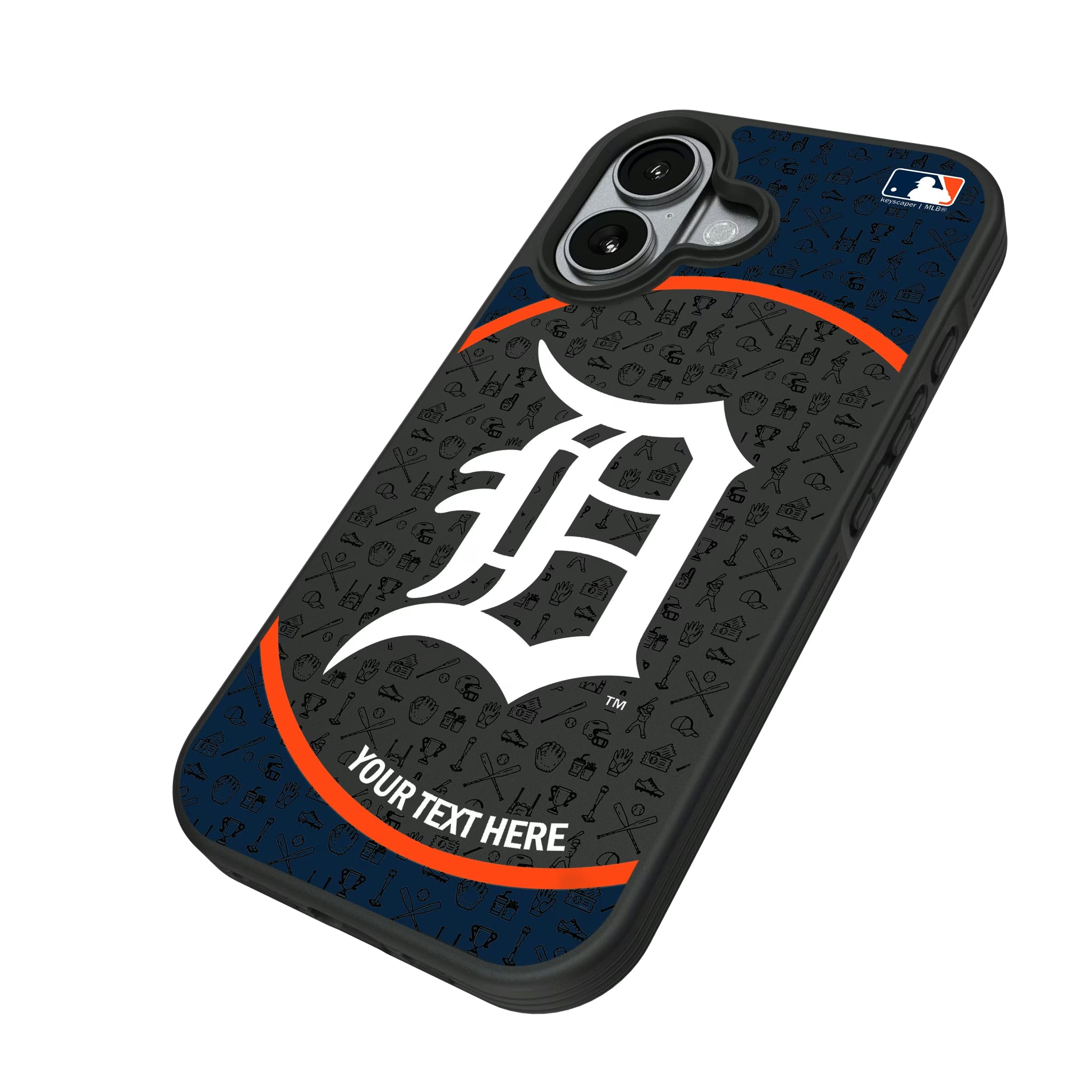 Detroit Tigers Personalized Circle iPhone Bump Phone Case for Apple iPhone - Isometric View#Device_iPhone 17