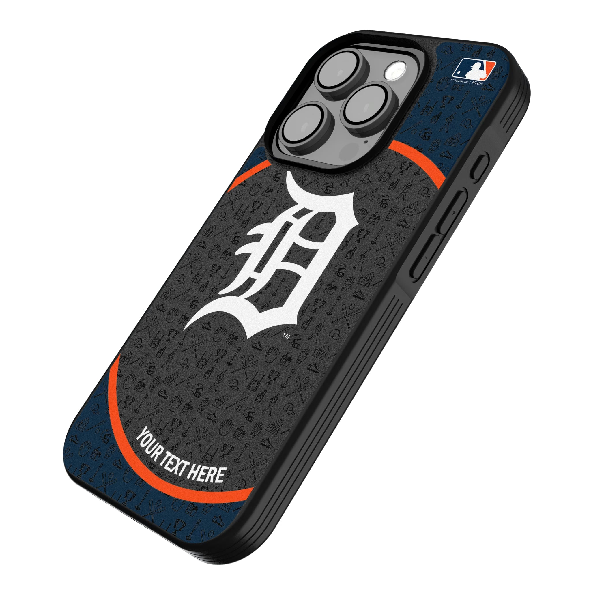Detroit Tigers Personalized Circle iPhone Bump Phone Case for Apple iPhone - Isometric View