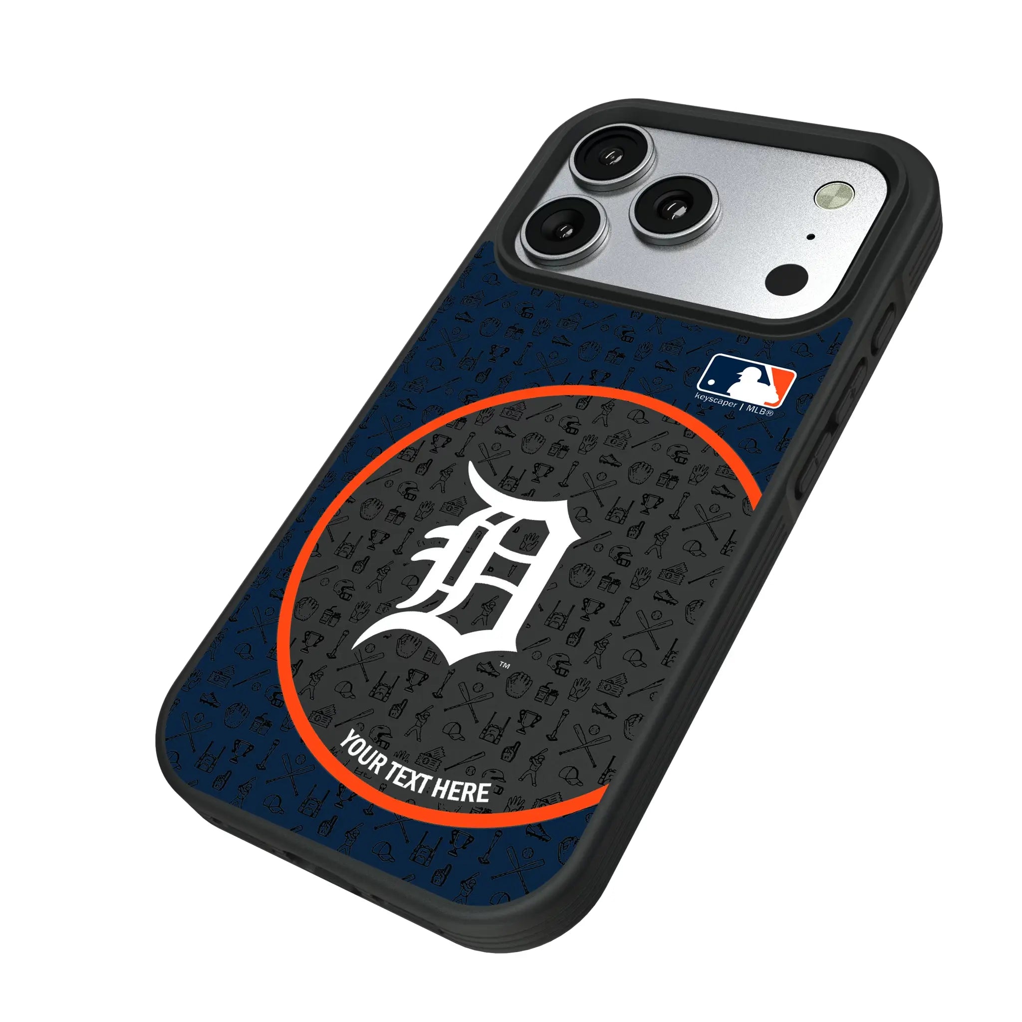 Detroit Tigers Personalized Circle iPhone Bump Phone Case for Apple iPhone - Isometric View#Device_iPhone 17 Pro