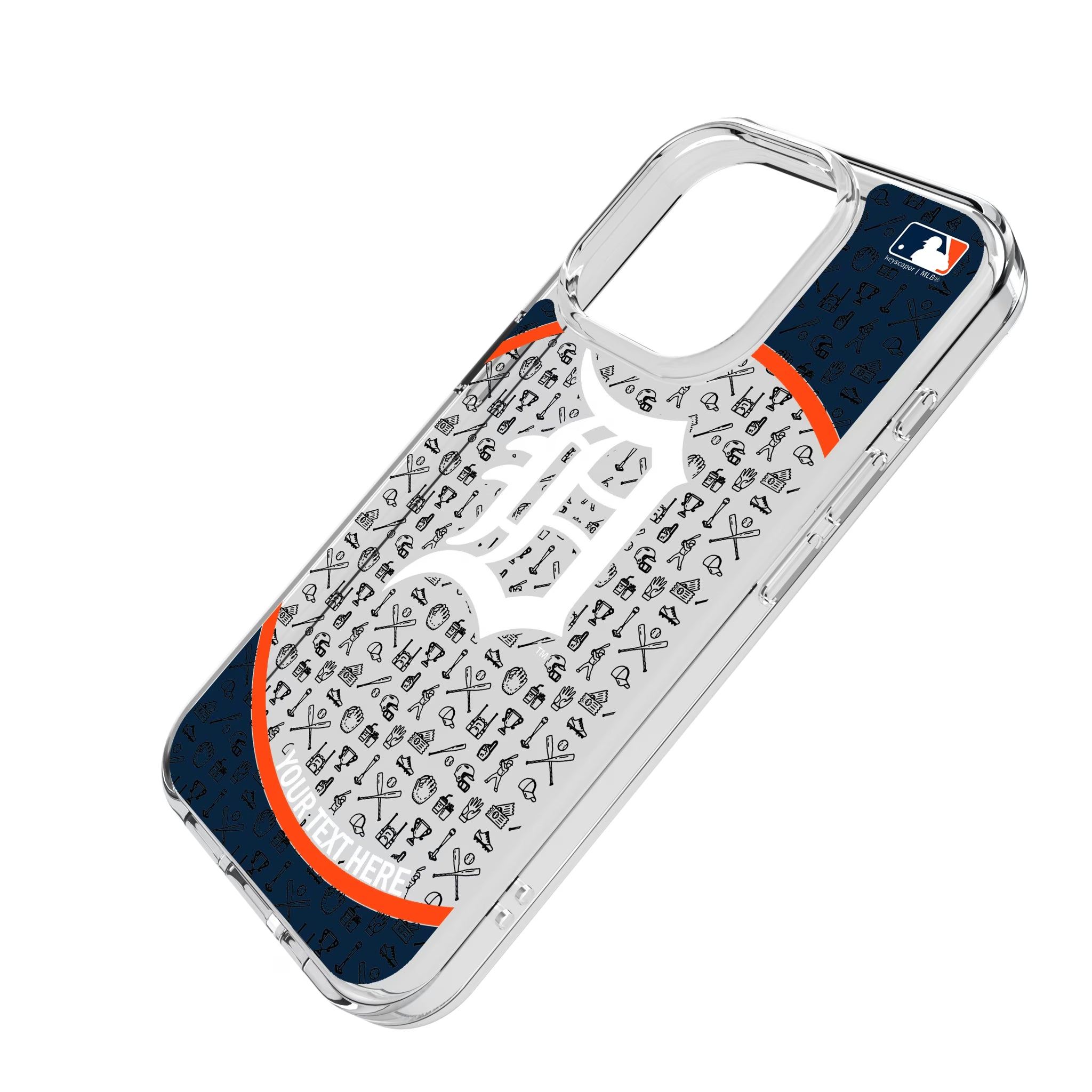 Detroit Tigers Personalized Circle iPhone Clear Phone Case for Apple iPhone - Isometric View
