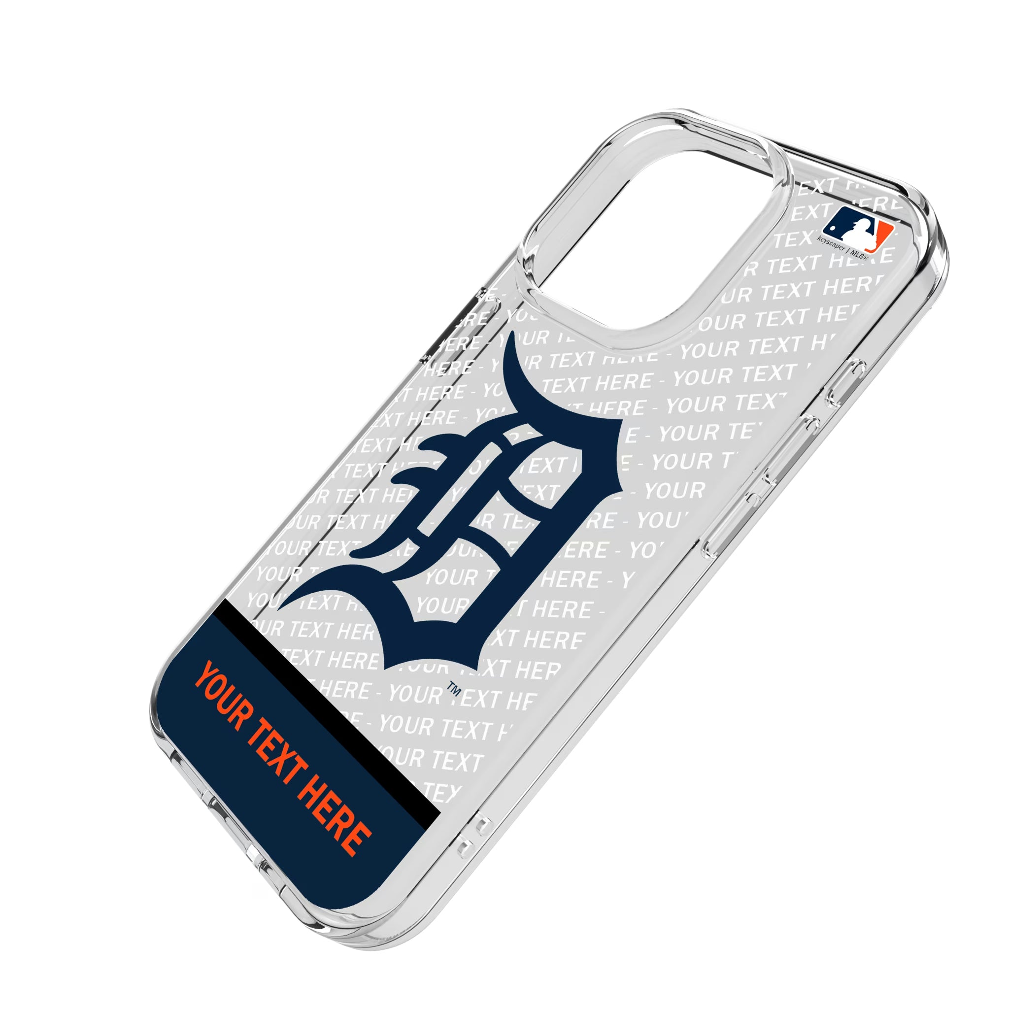 Detroit Tigers Personalized EndZone Plus iPhone Clear Phone Case for Apple iPhone - Isometric View
