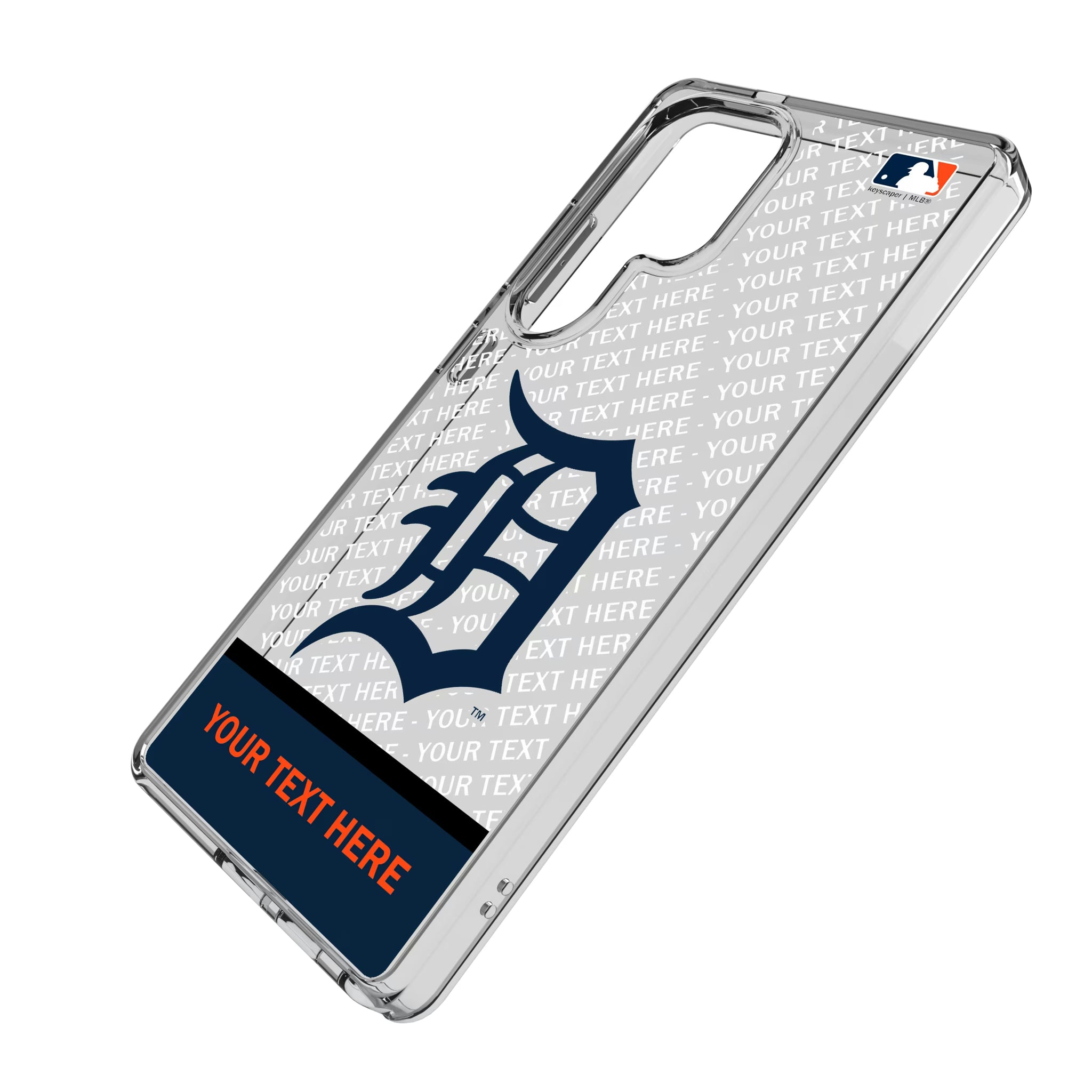 Detroit Tigers Personalized EndZone Plus Galaxy Clear Phone Case for Samsung Galaxy - Isometric View