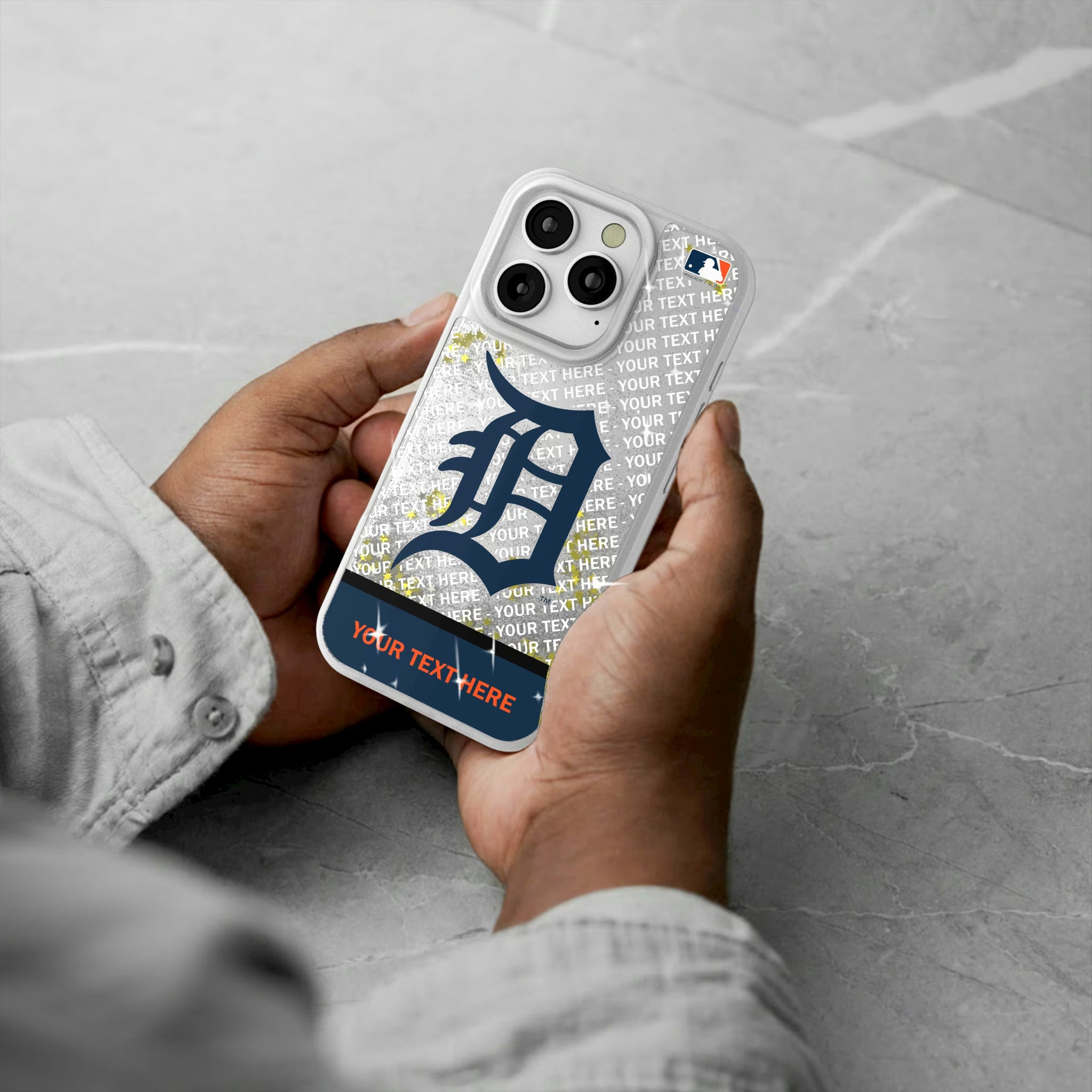 Detroit Tigers Personalized EndZone Plus iPhone Glitter Phone Case for Apple iPhone - Lifestyle#Device_iPhone 16 Pro