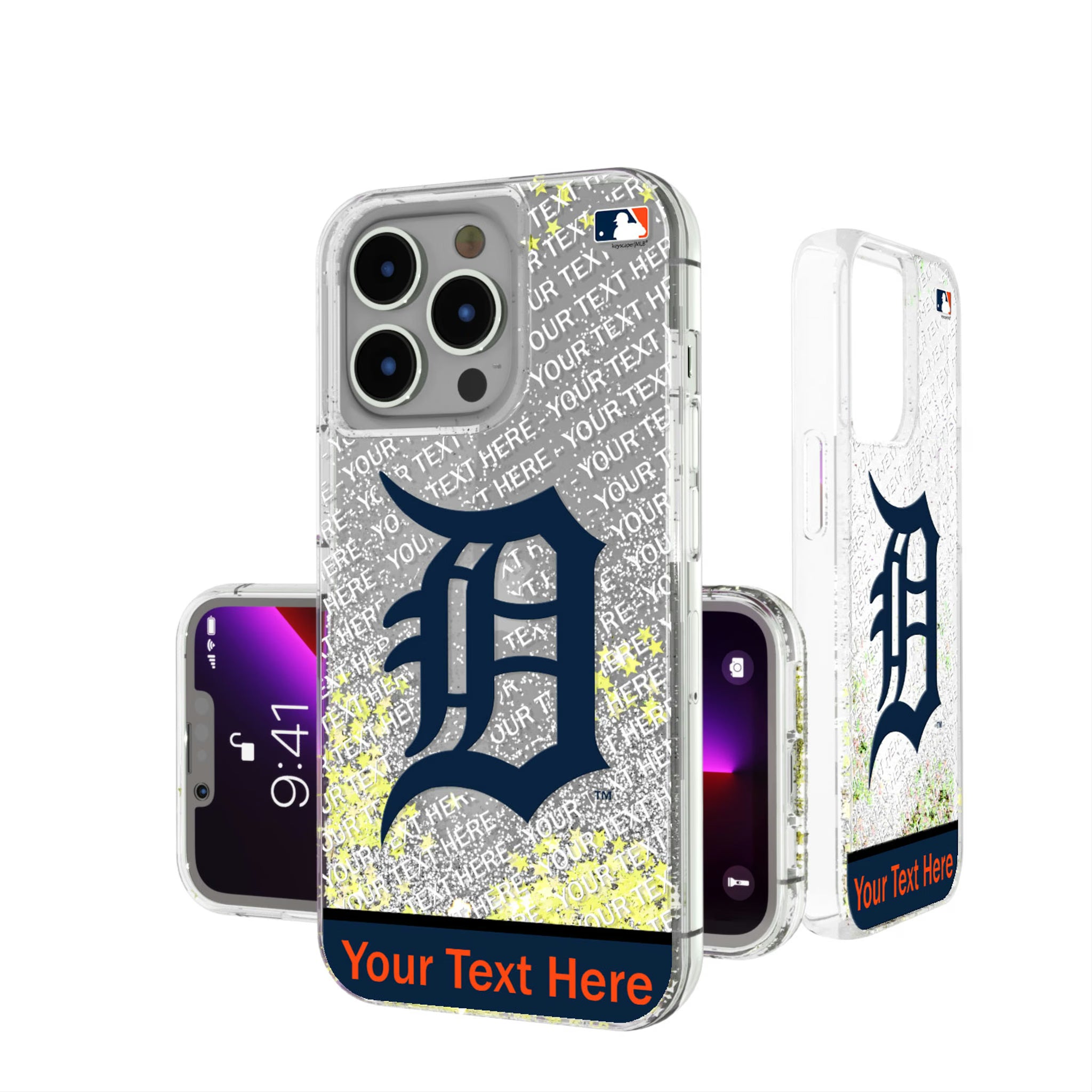Detroit Tigers Personalized EndZone Plus iPhone Glitter Phone Case for Apple iPhone