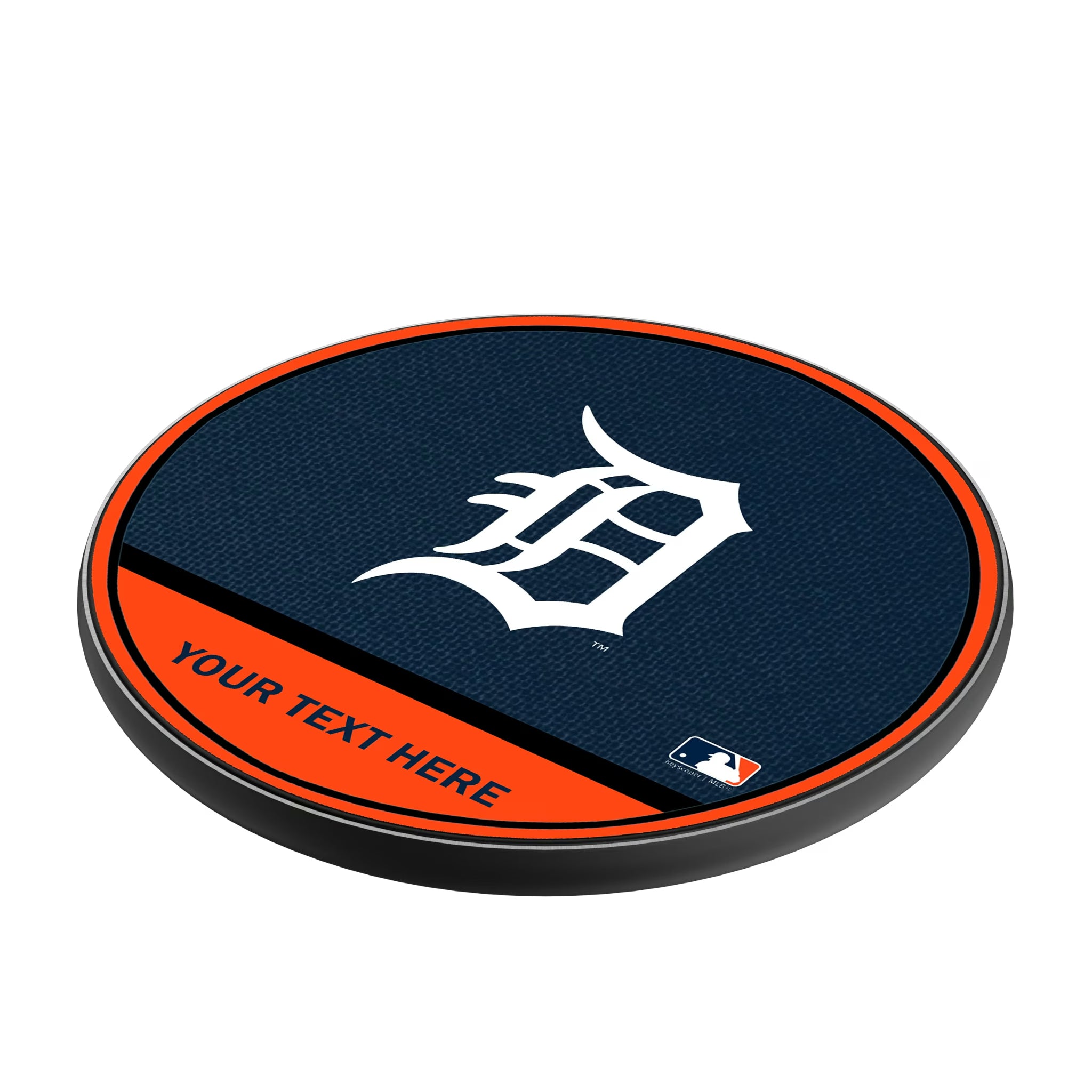 Detroit Tigers Personalized Endzone Solid 15-Watt Wireless Charger - Isometric View