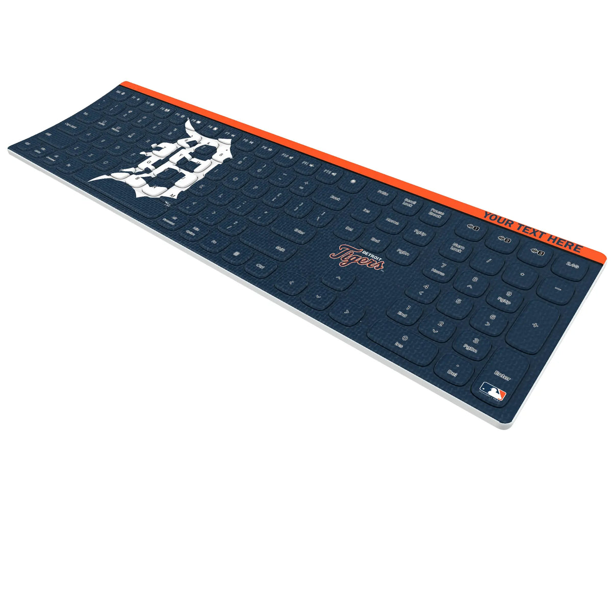 Detroit Tigers Personalized Endzone Solid KKB605 Curved Wireless Keyboard - Isometric View