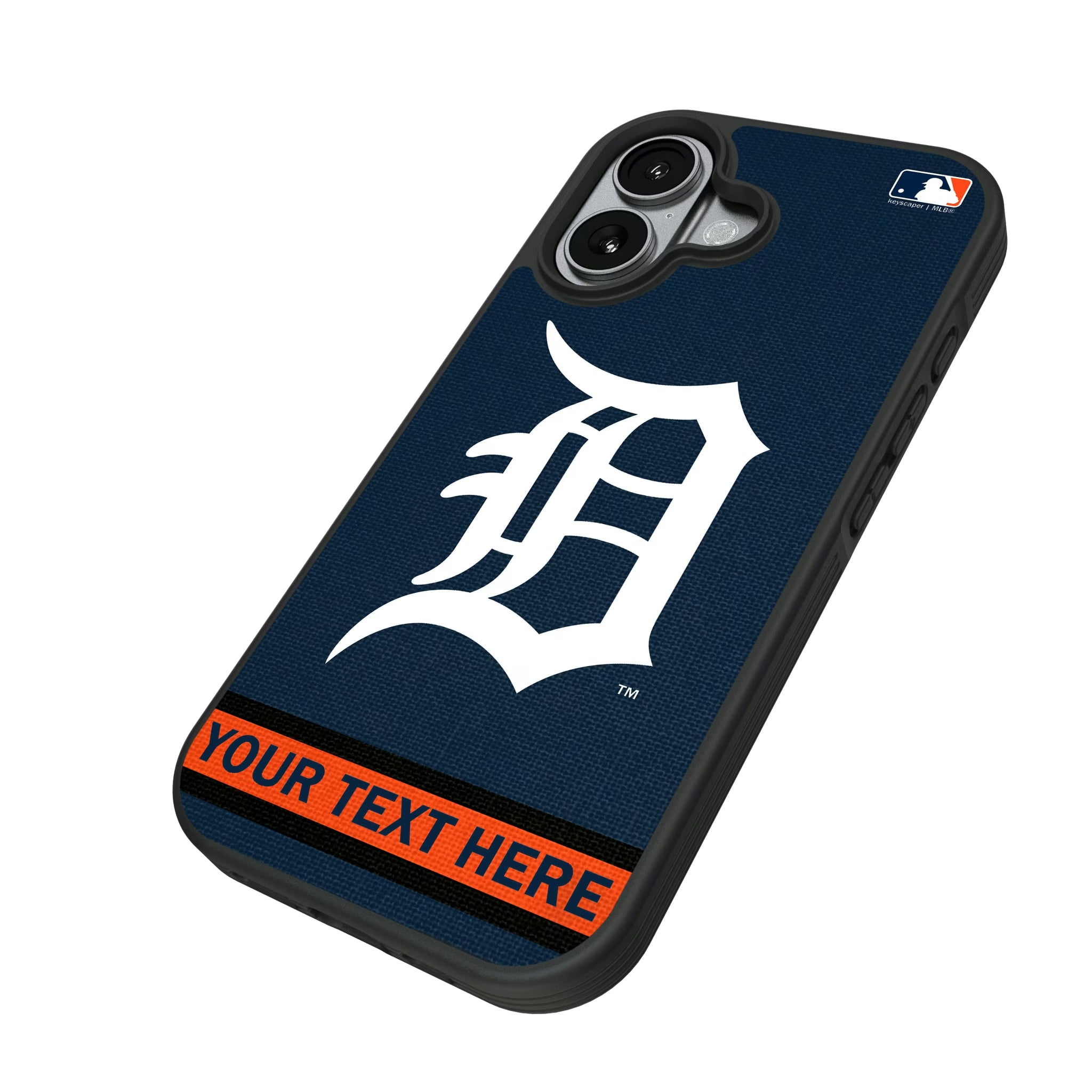 Detroit Tigers Personalized Stripe iPhone Bump Phone Case for Apple iPhone - Isometric View#Device_iPhone 17