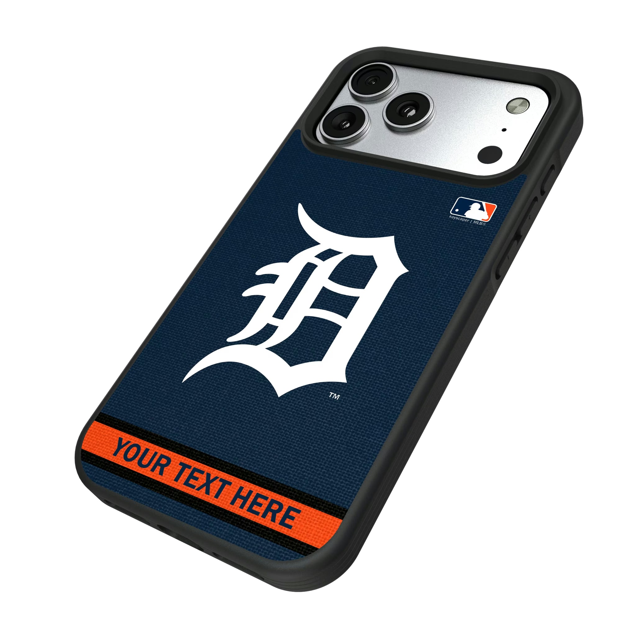 Detroit Tigers Personalized Stripe iPhone Bump Phone Case for Apple iPhone - Isometric View#Device_iPhone 17 Pro Max