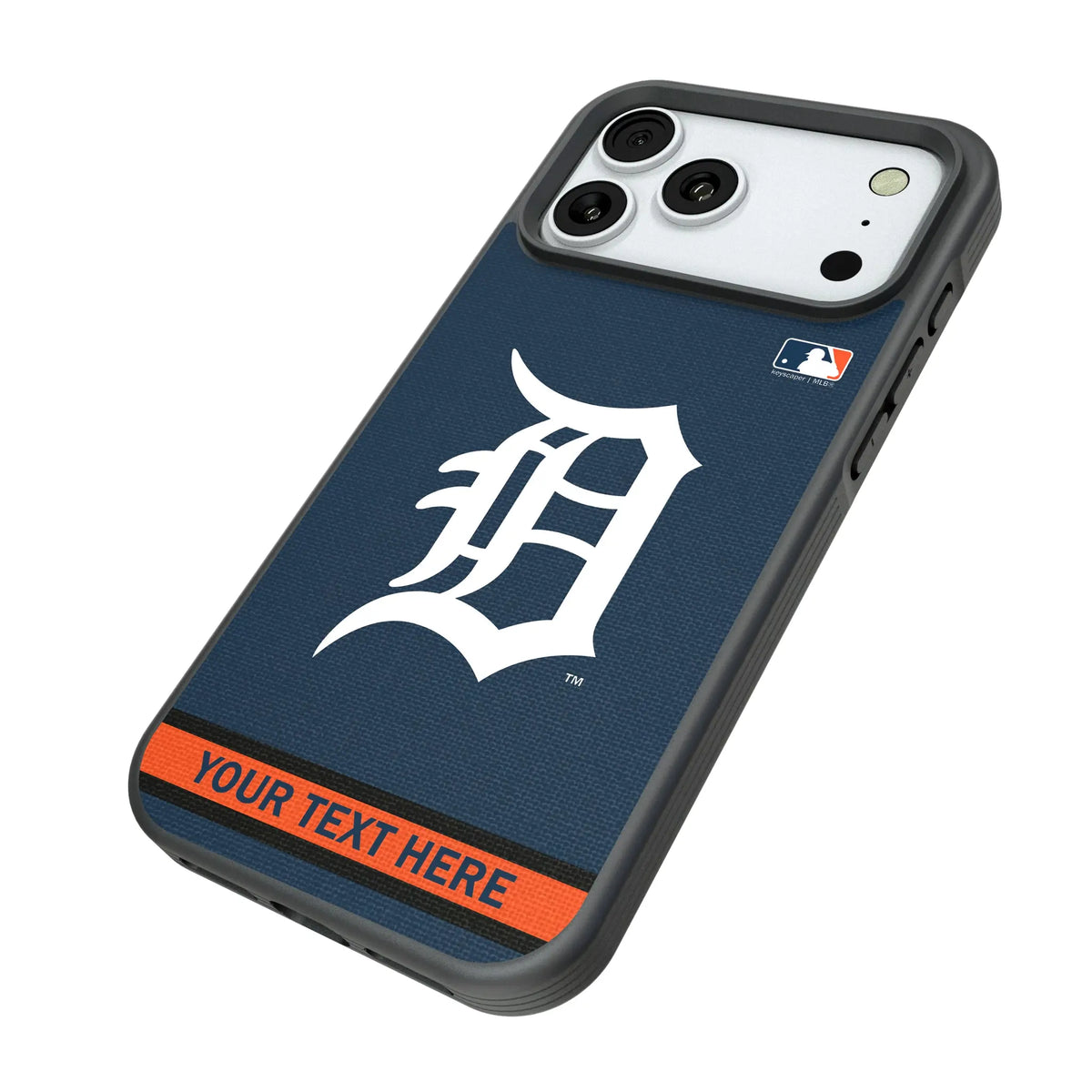 Detroit Tigers Personalized Stripe iPhone Bump Phone Case for Apple iPhone - Isometric View#Device_iPhone 18 Pro Max