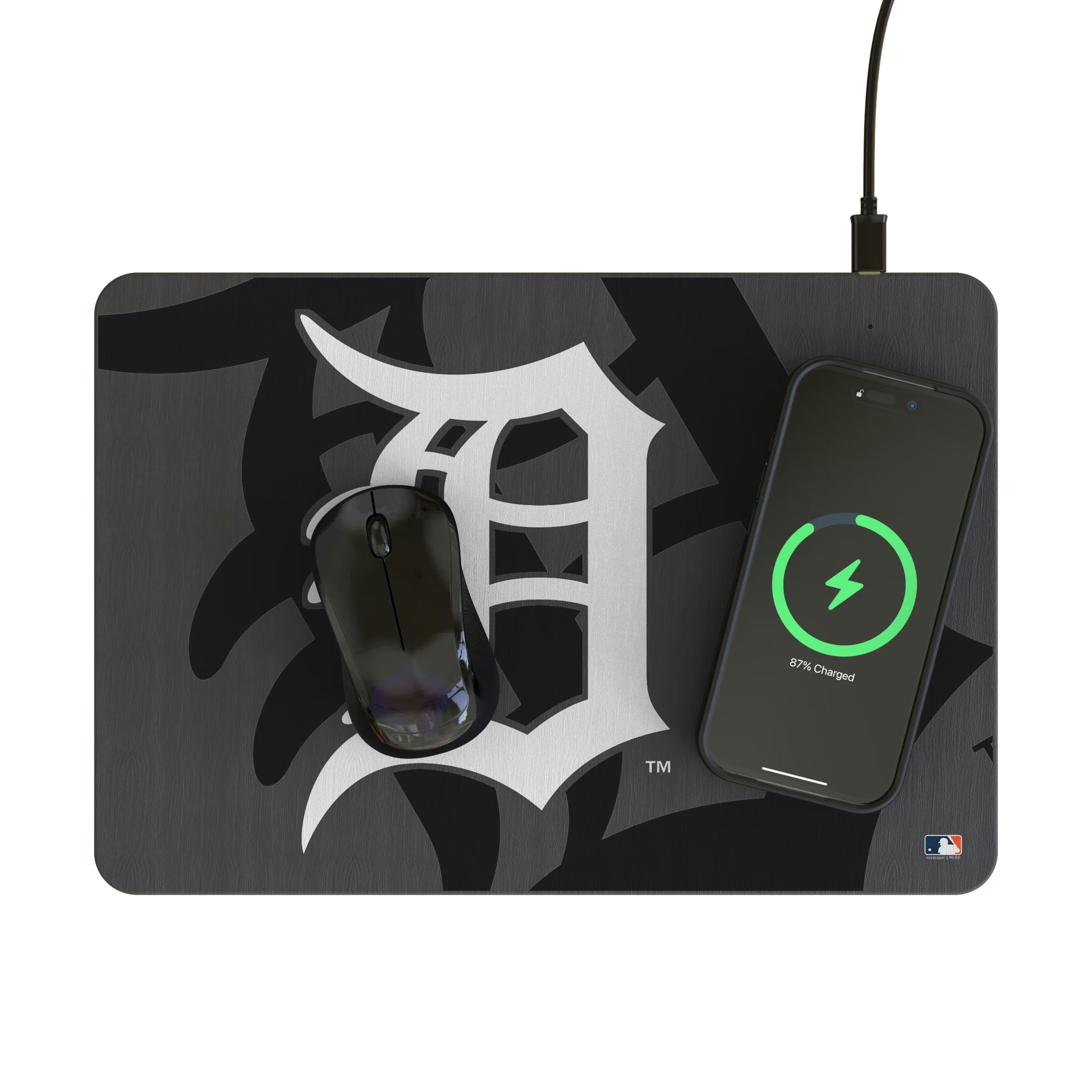 Detroit Tigers Personalized Tilt 15-Watt Wireless Charger and Mouse Pad - Lifestyle