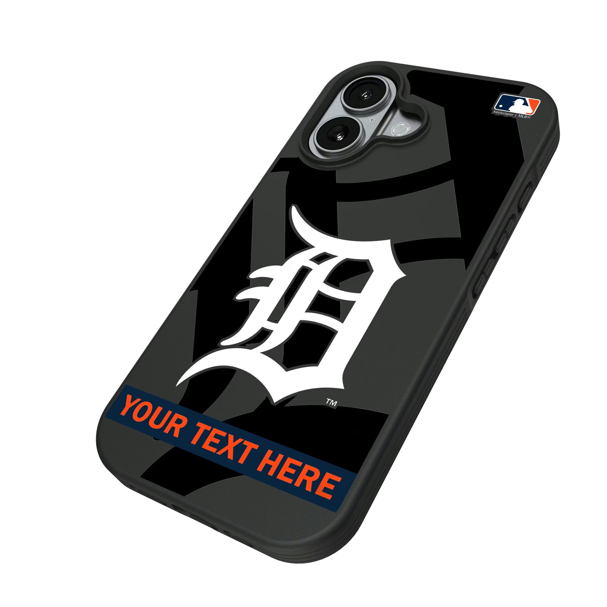 Detroit Tigers Personalized Tilt iPhone Bump Phone Case for Apple iPhone - Isometric View#Device_iPhone 17
