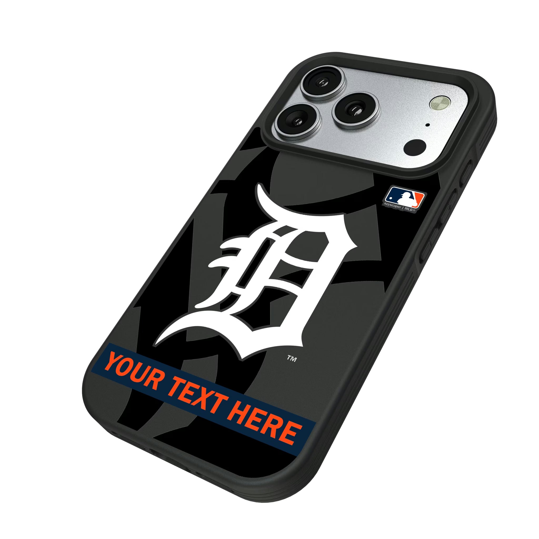 Detroit Tigers Personalized Tilt iPhone Bump Phone Case for Apple iPhone - Isometric View#Device_iPhone 17 Pro
