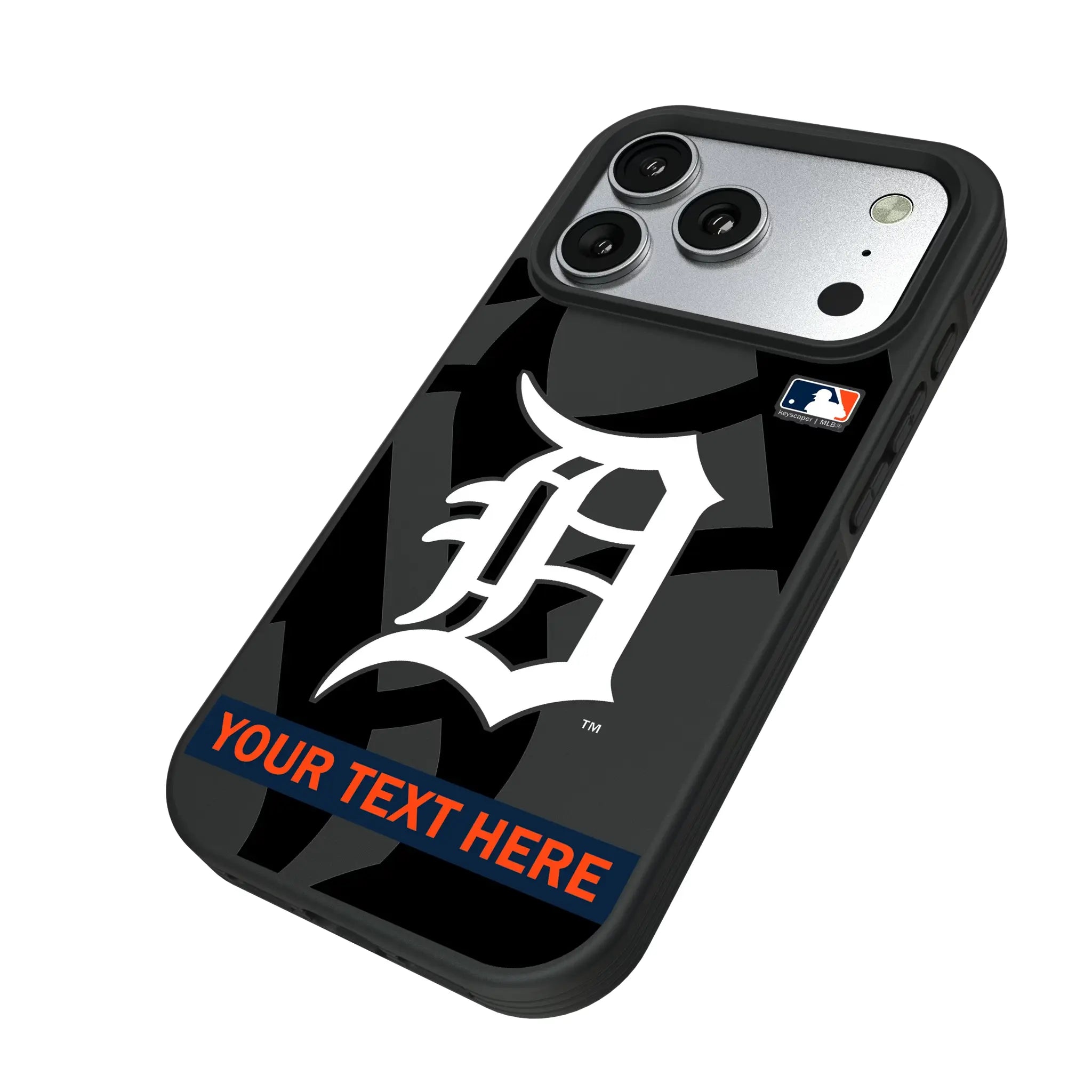 Detroit Tigers Personalized Tilt iPhone Bump Phone Case for Apple iPhone - Isometric View#Device_iPhone 17 Pro
