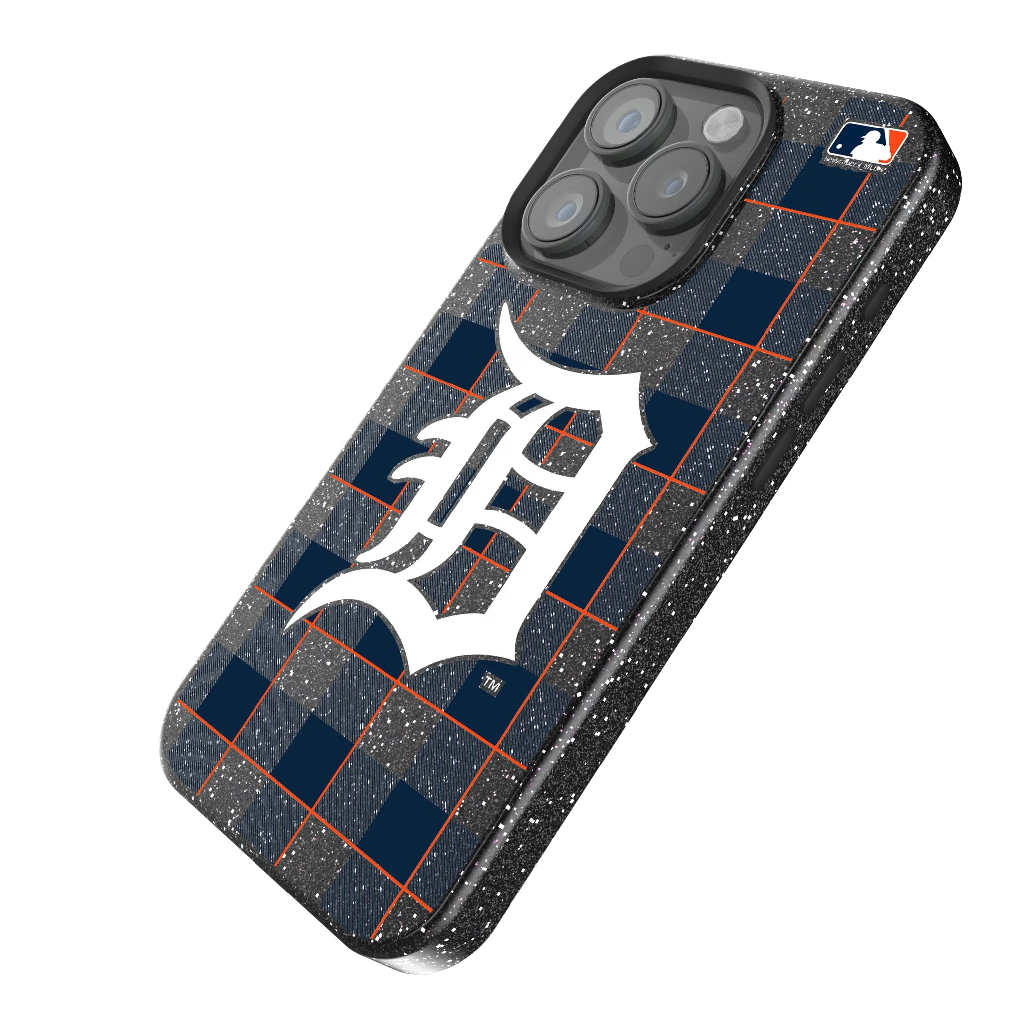 Detroit Tigers Plaid iPhone Bling Phone Case for Apple iPhone - Isometric View