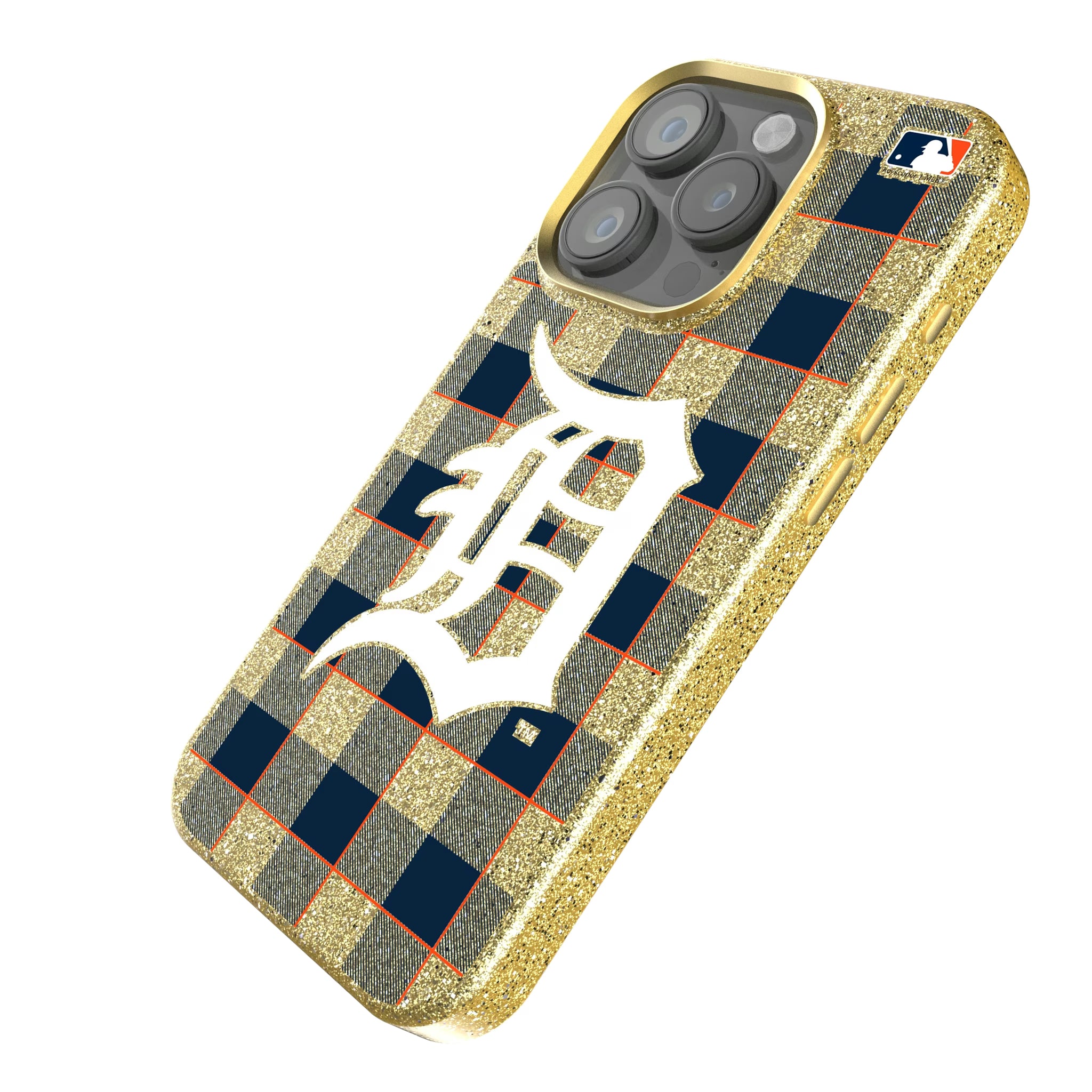 Detroit Tigers Plaid iPhone Bling Phone Case for Apple iPhone - Isometric View