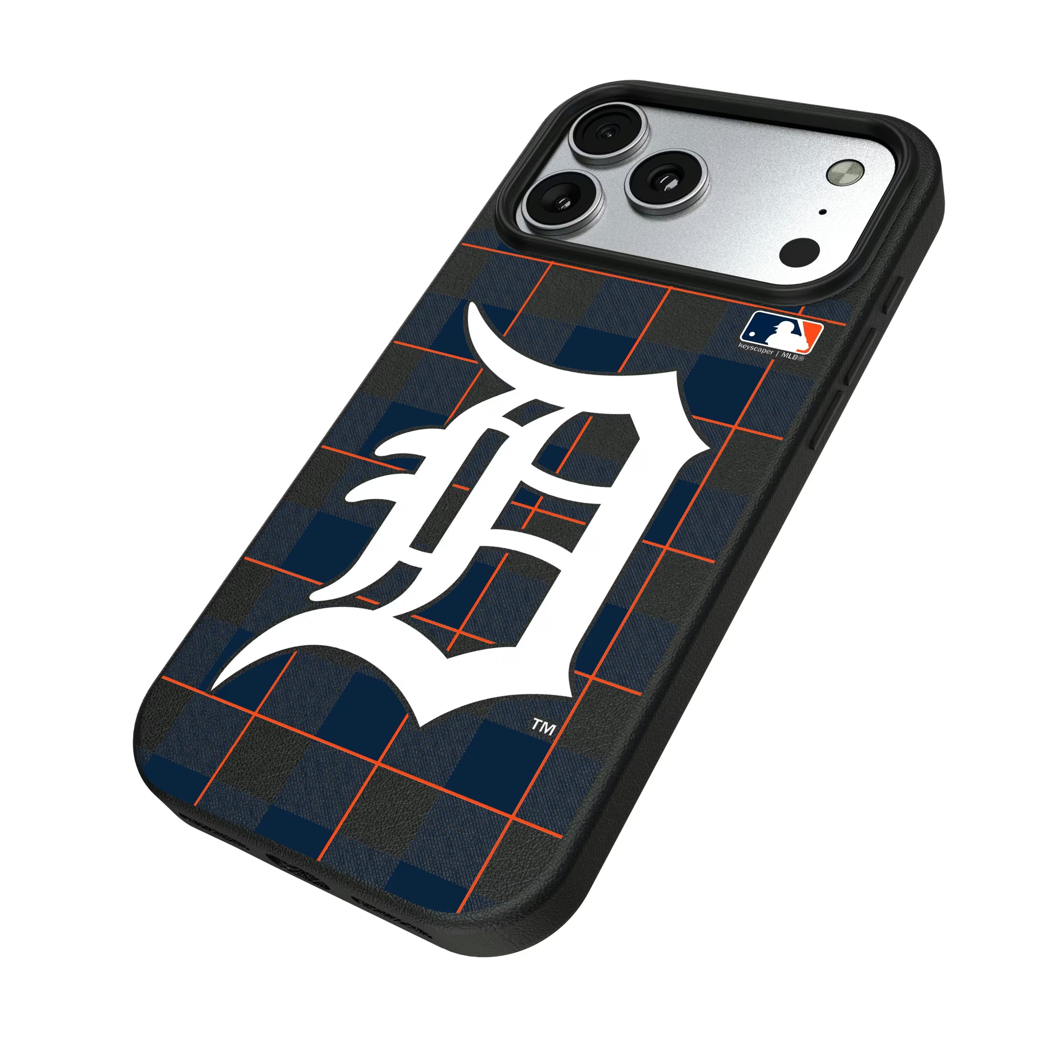 Detroit Tigers Plaid iPhone MagSafe Compatible Phone Case for Apple iPhone - Isometric View#Device_iPhone 17 Pro Max