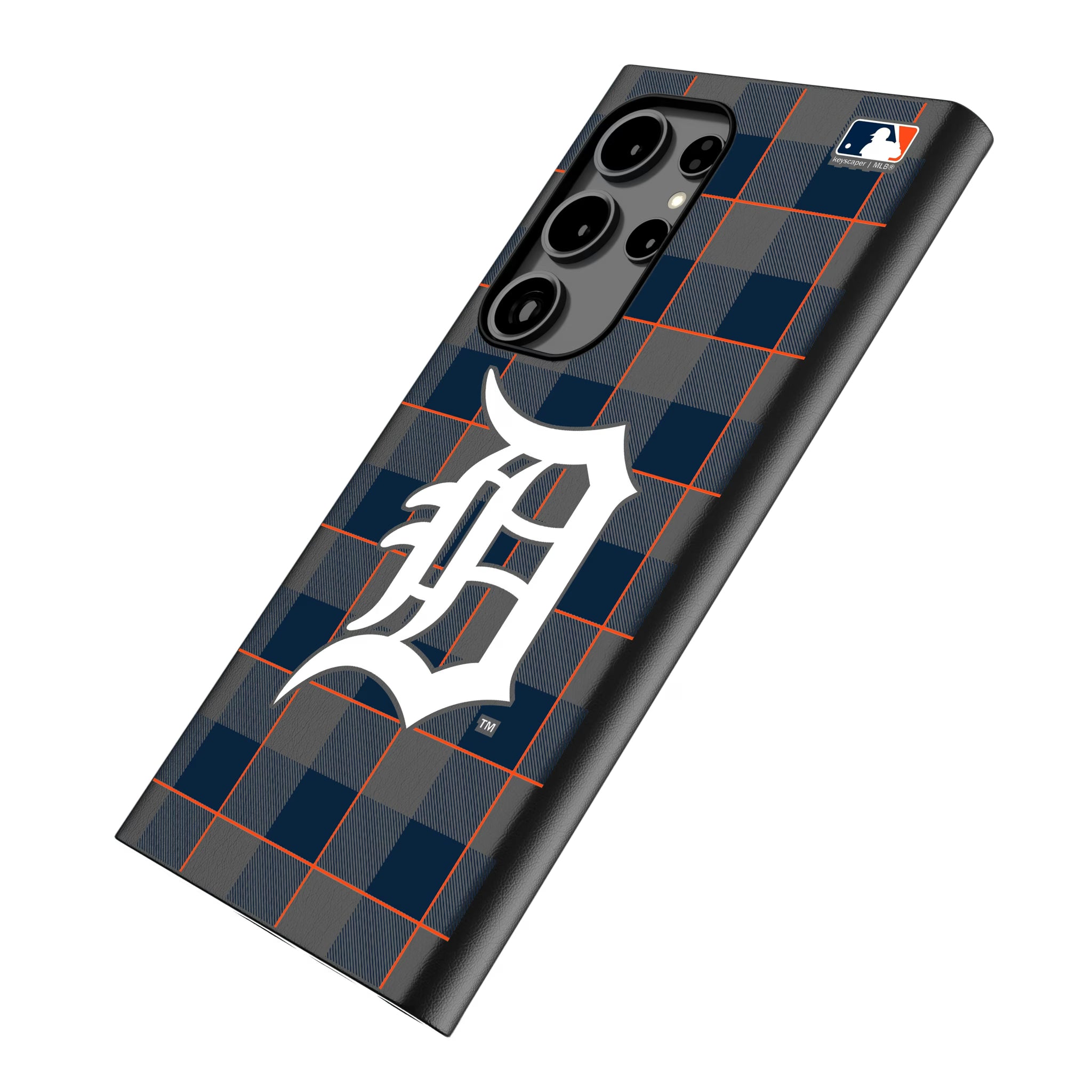 Detroit Tigers Plaid Galaxy MagSafe Compatible Phone Case for Samsung Galaxy - Isometric View