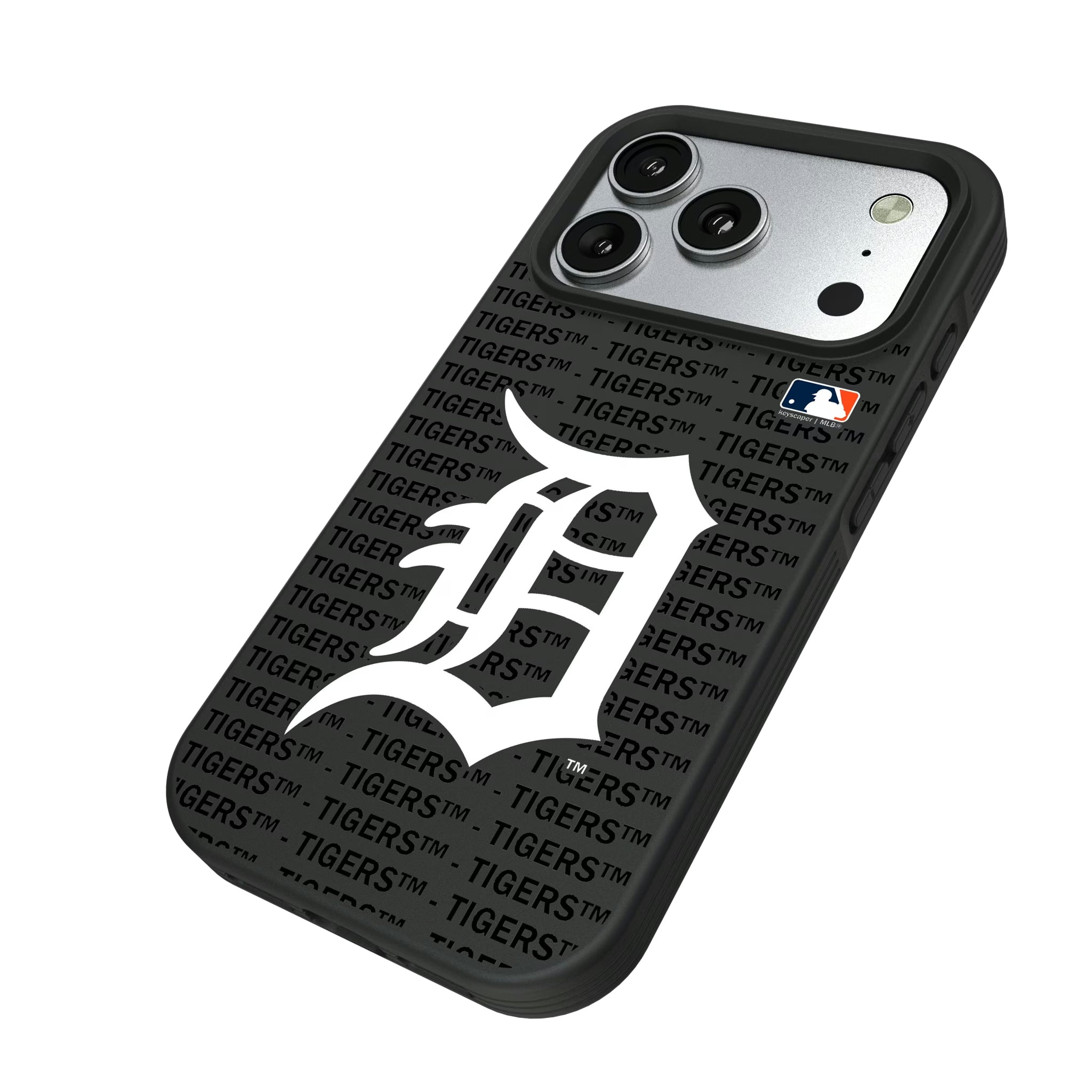 Detroit Tigers Text Backdrop iPhone Bump Phone Case for Apple iPhone - Isometric View#Device_iPhone 17 Pro