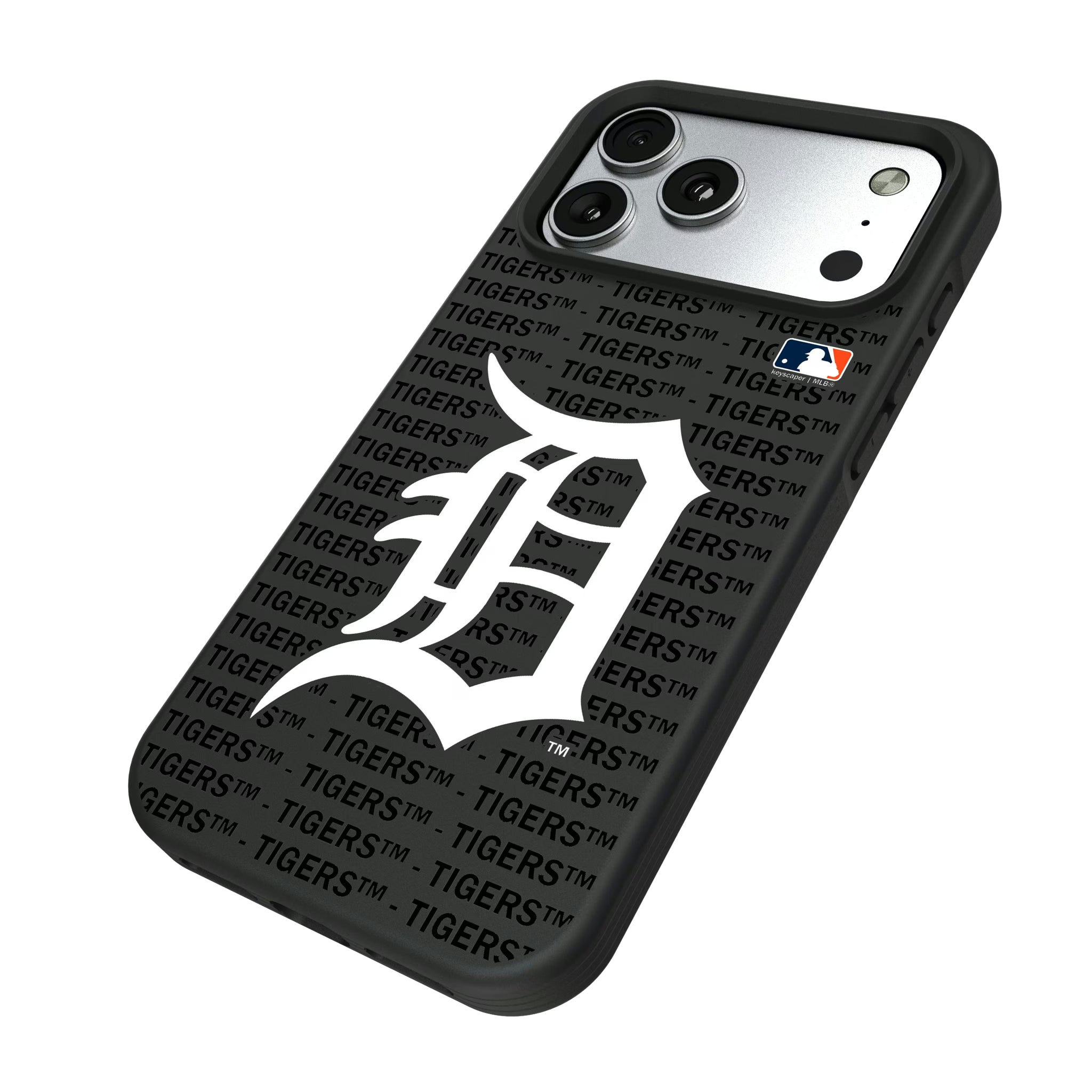 Detroit Tigers Text Backdrop iPhone Bump Phone Case for Apple iPhone - Isometric View#Device_iPhone 17 Pro Max