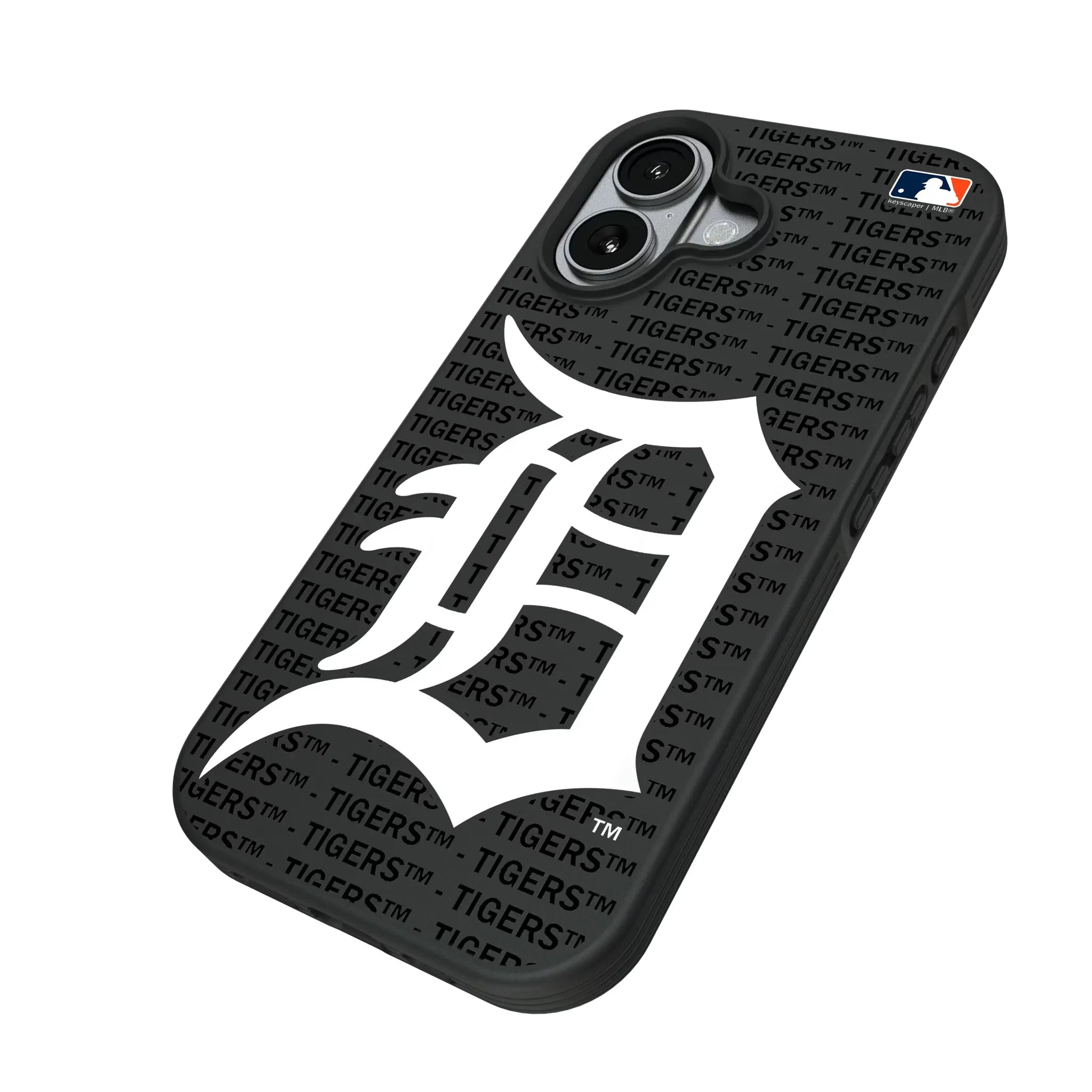 Detroit Tigers Text Backdrop iPhone Bump Phone Case for Apple iPhone - Isometric View#Device_iPhone 17