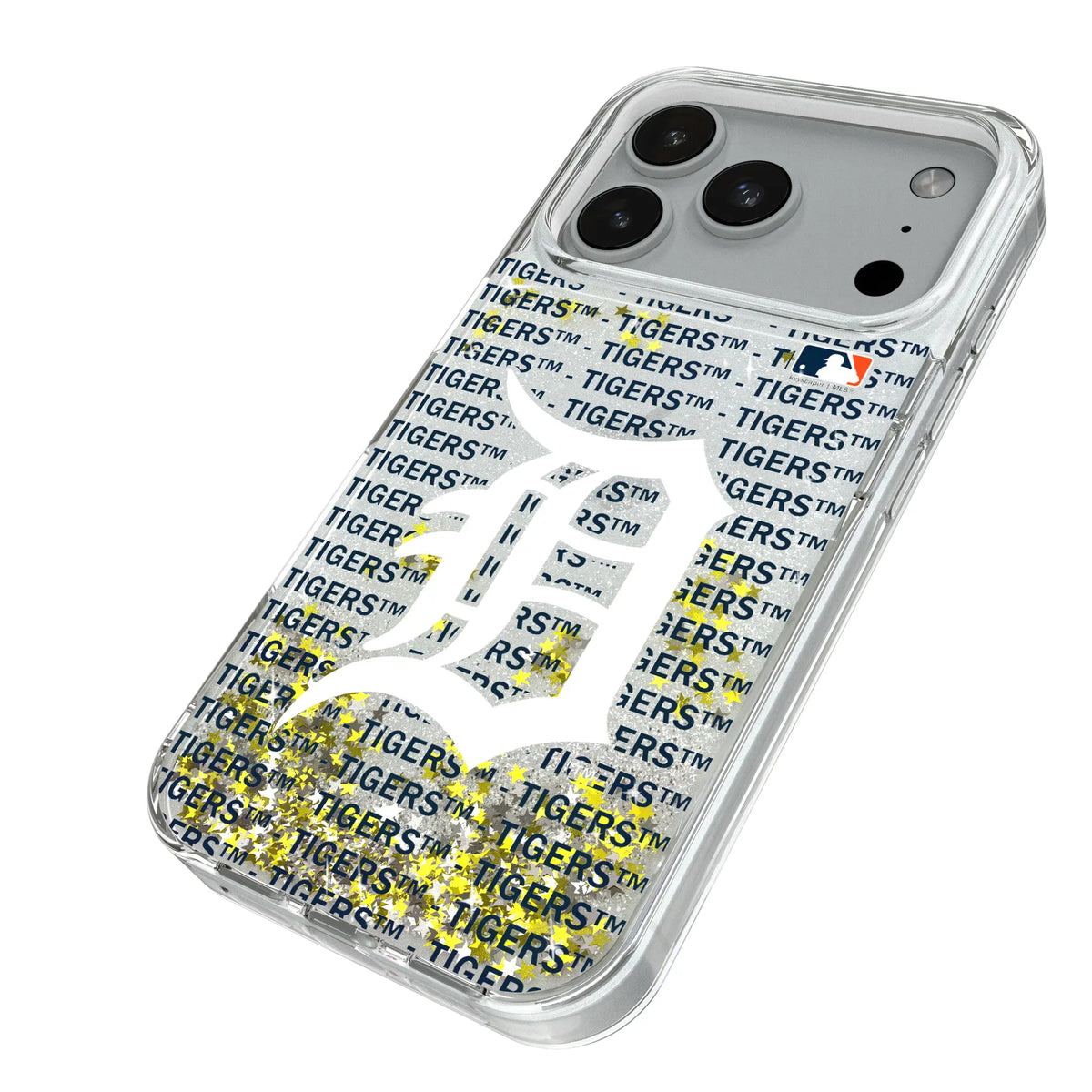 Detroit Tigers Text Backdrop iPhone Glitter Phone Case for Apple iPhone - Isometric View#Device_iPhone 18 Pro