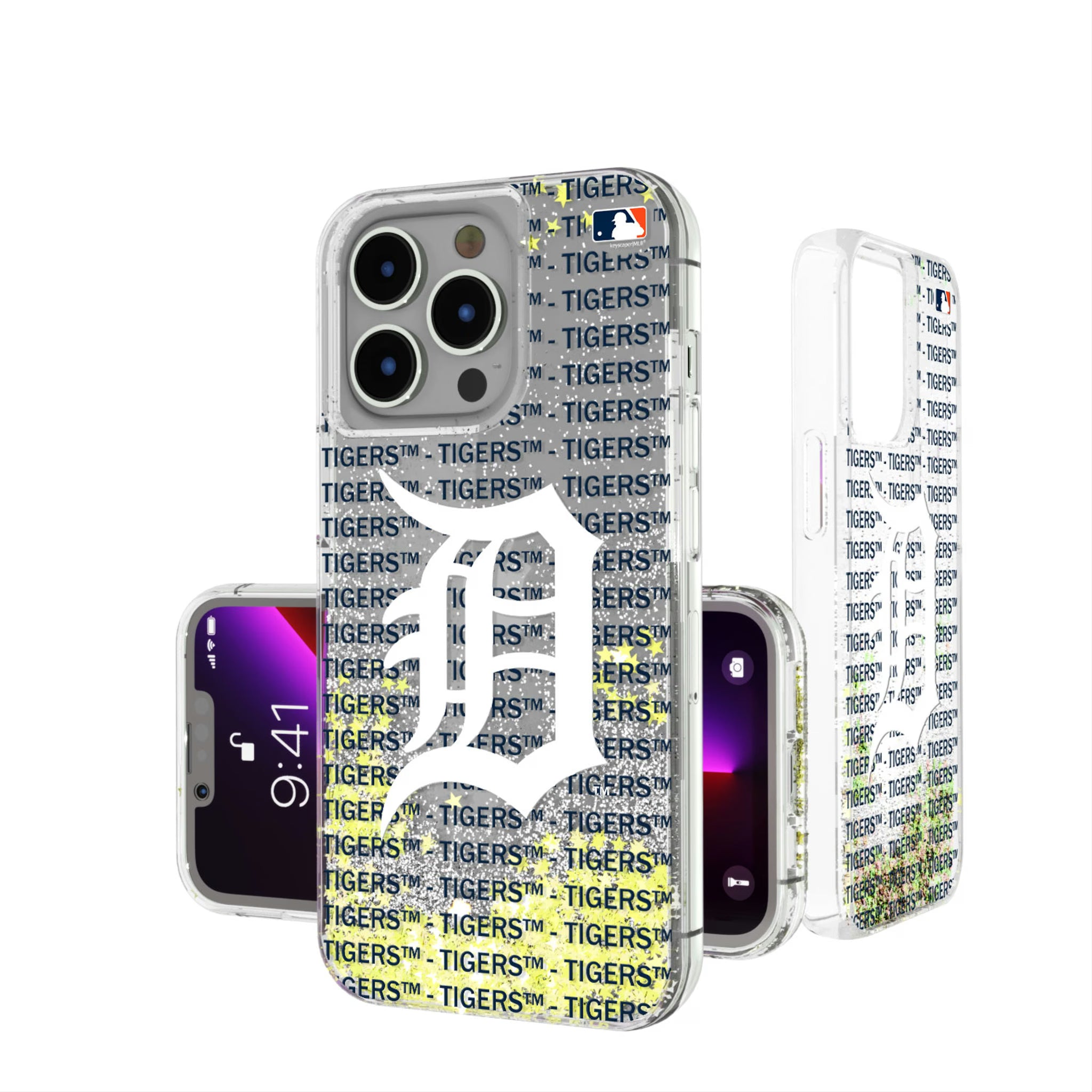 Detroit Tigers Text Backdrop iPhone Glitter Phone Case for Apple iPhone
