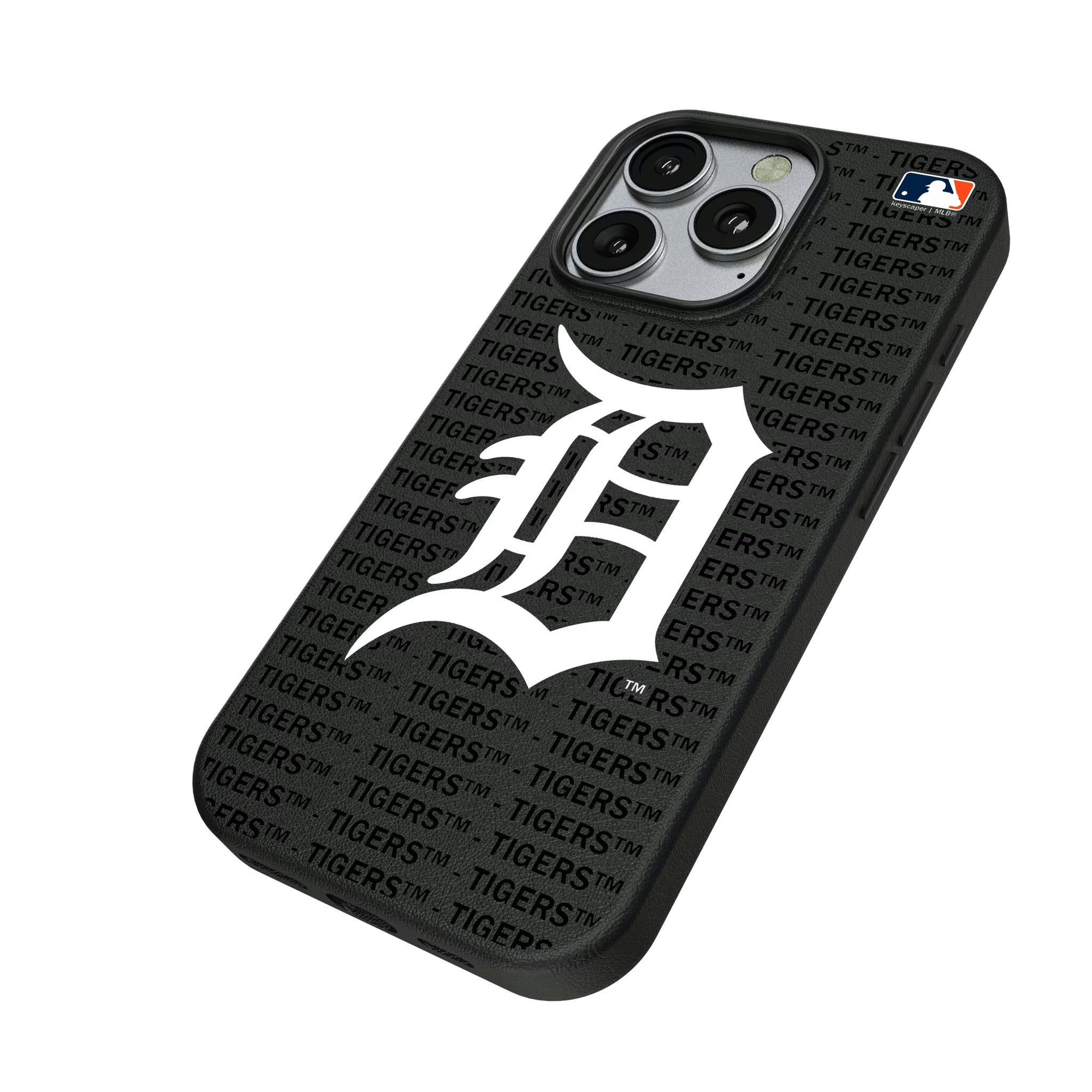 Detroit Tigers Text Backdrop iPhone MagSafe Compatible Phone Case for Apple iPhone - Isometric View