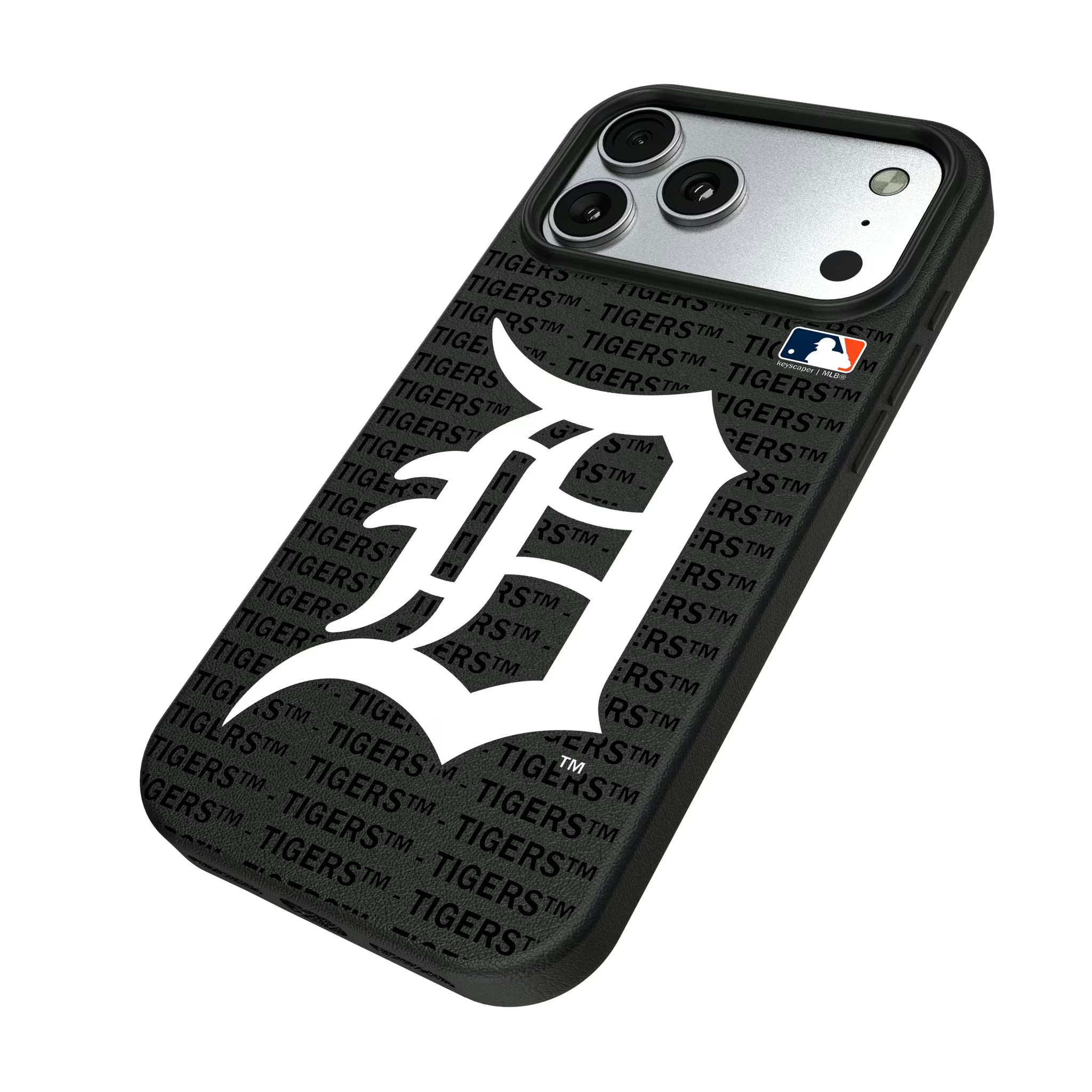 Detroit Tigers Text Backdrop iPhone MagSafe Compatible Phone Case for Apple iPhone - Isometric View#Device_iPhone 17 Pro Max